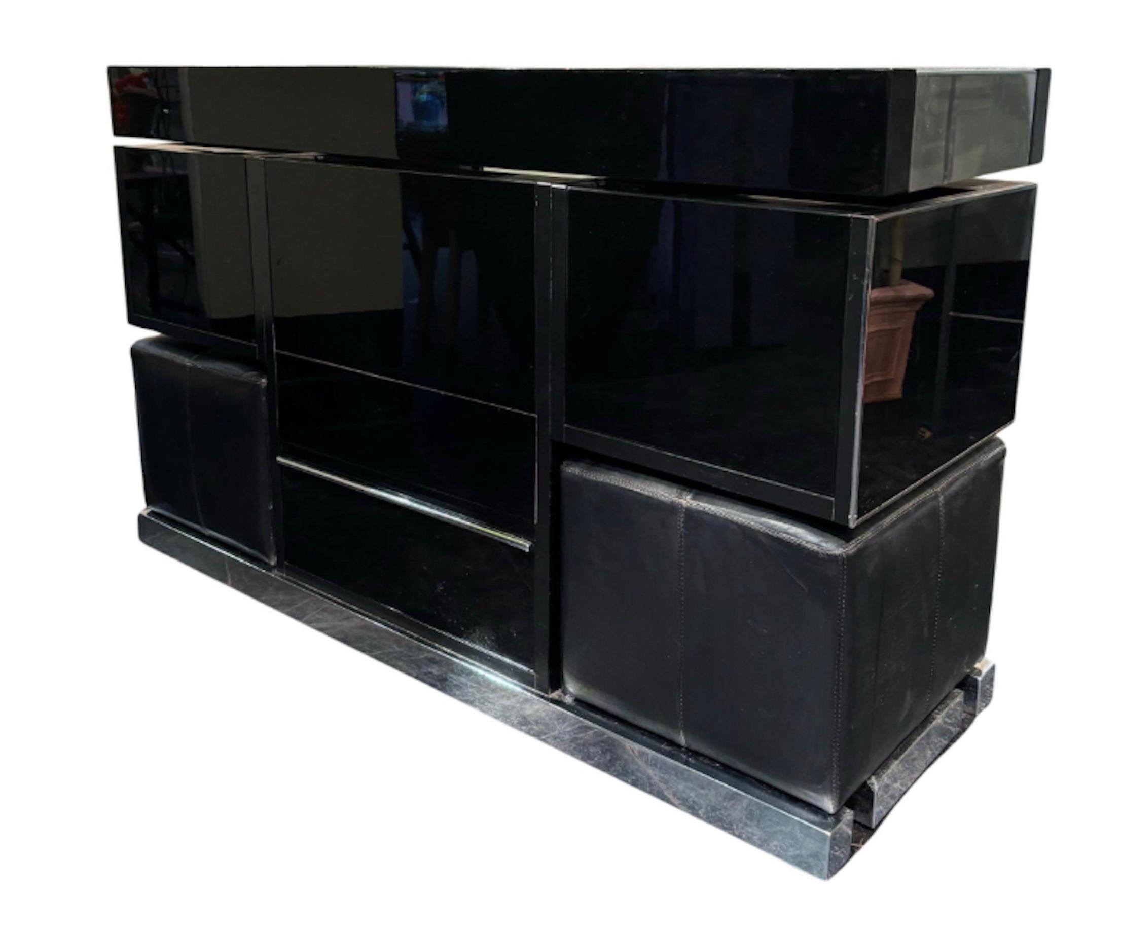 Late 20th Century Dry Bar Set by Willy Rizzo in Chrome and lacquered Wood, 1970s For Sale