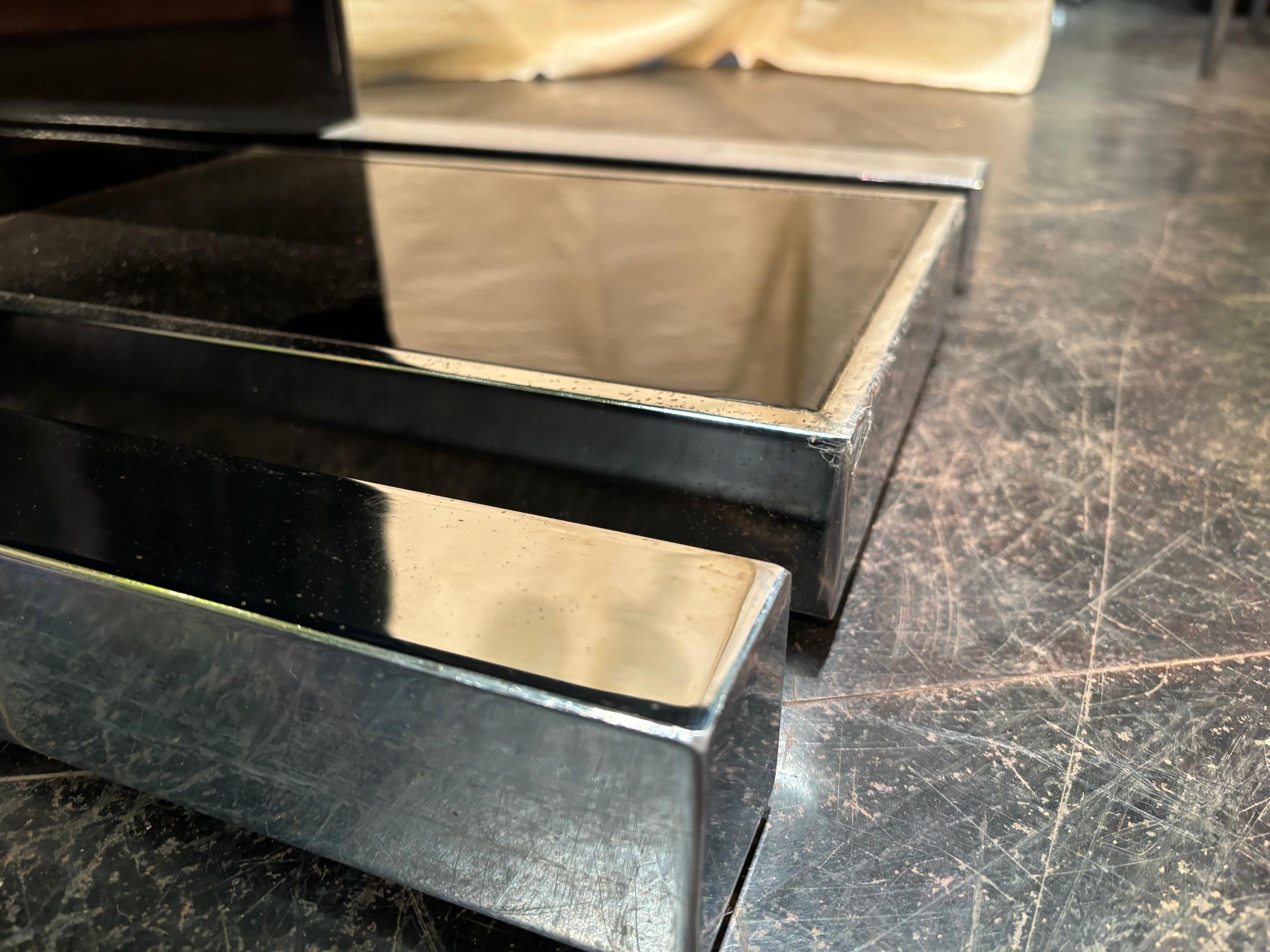Dry Bar Set by Willy Rizzo in Chrome and lacquered Wood, 1970s For Sale 1