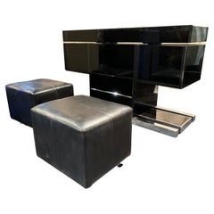 Bar-Set aus Chrom und lackiertem Holz von Willy Rizzo, 1970er Jahre