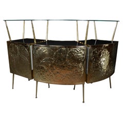 Black, White Murano Glass and Brass Harmony: The Gio Ponti-Inspired Dry Bar 1950s