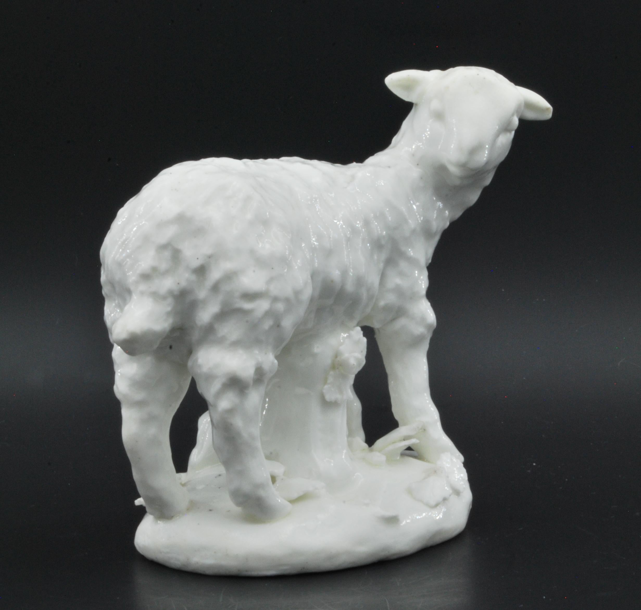 Rococo Dry-Edged Figure of a Ewe, Derby Porcelain Works, circa 1752 For Sale