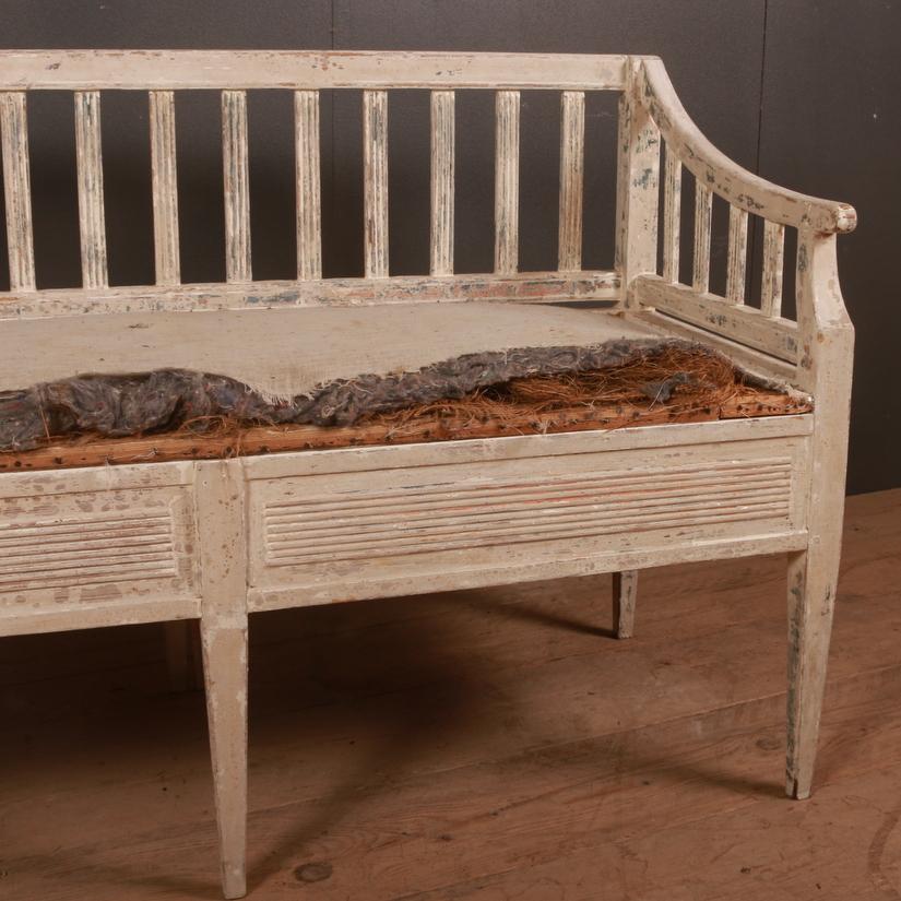 Gustavian Dry Scraped Swedish Bench or Sofa