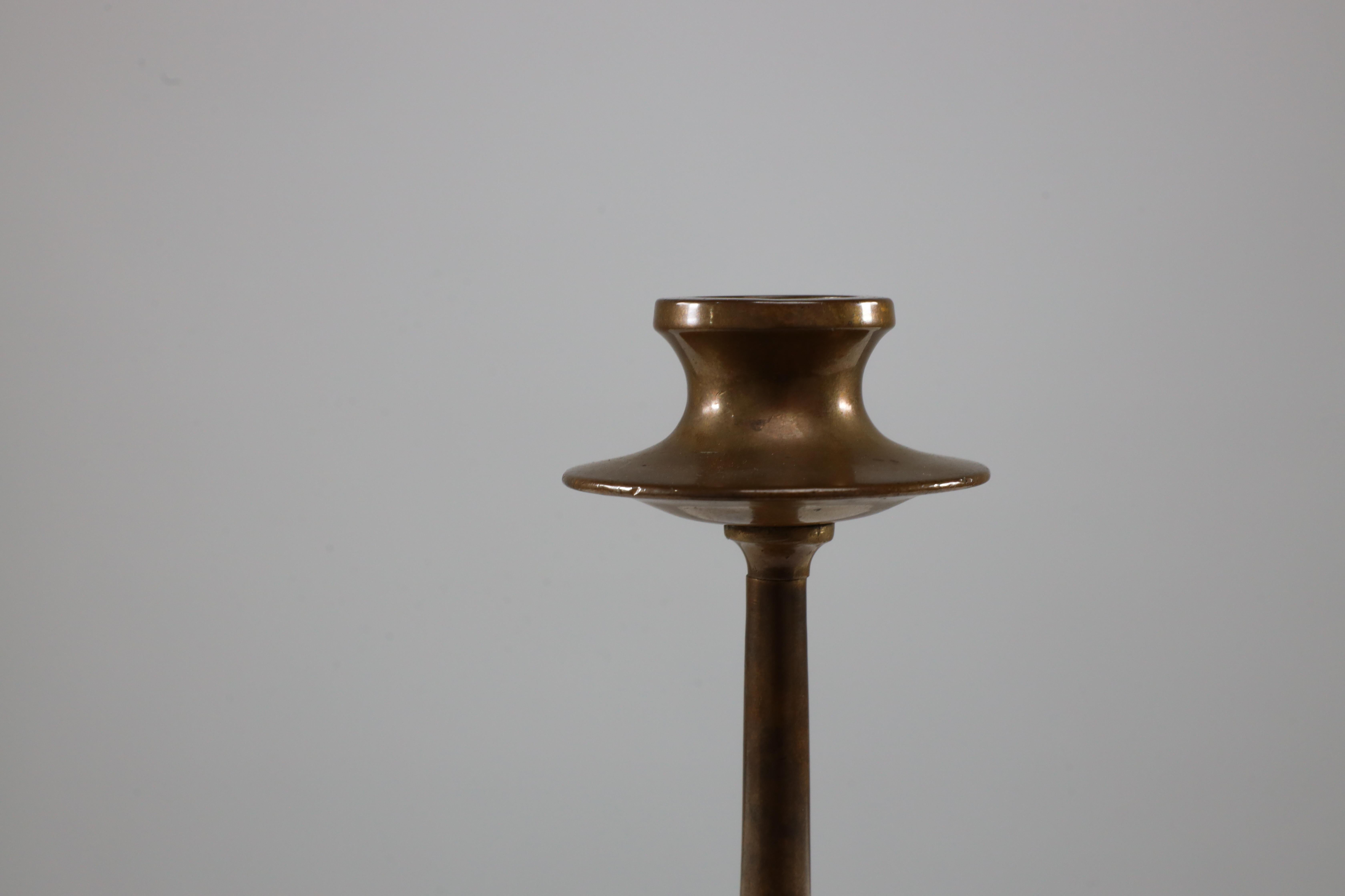 Dryad of Leicester. An Arts and Crafts brass candlestick. For Sale 2