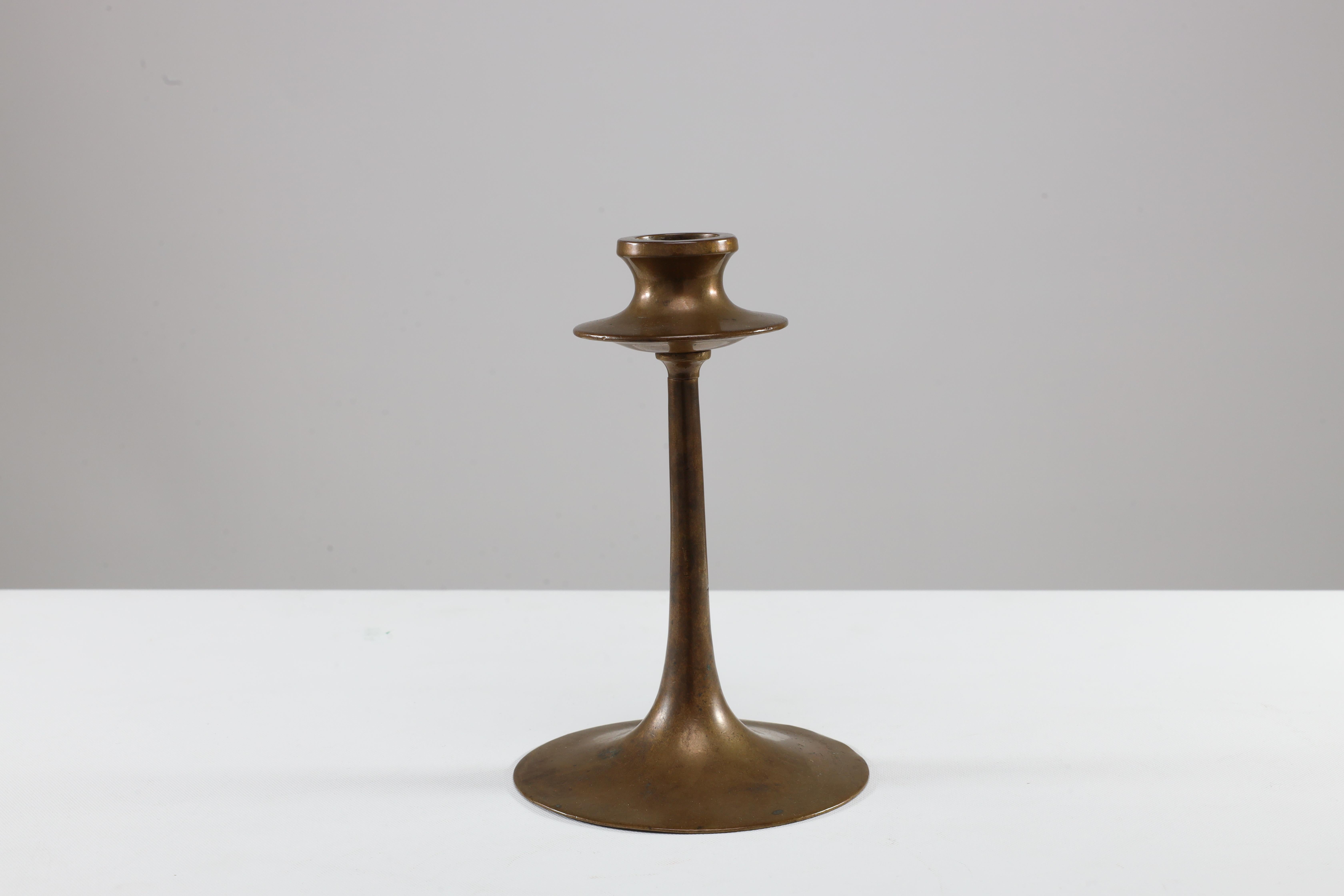 Early 20th Century Dryad of Leicester. An Arts and Crafts brass candlestick. For Sale