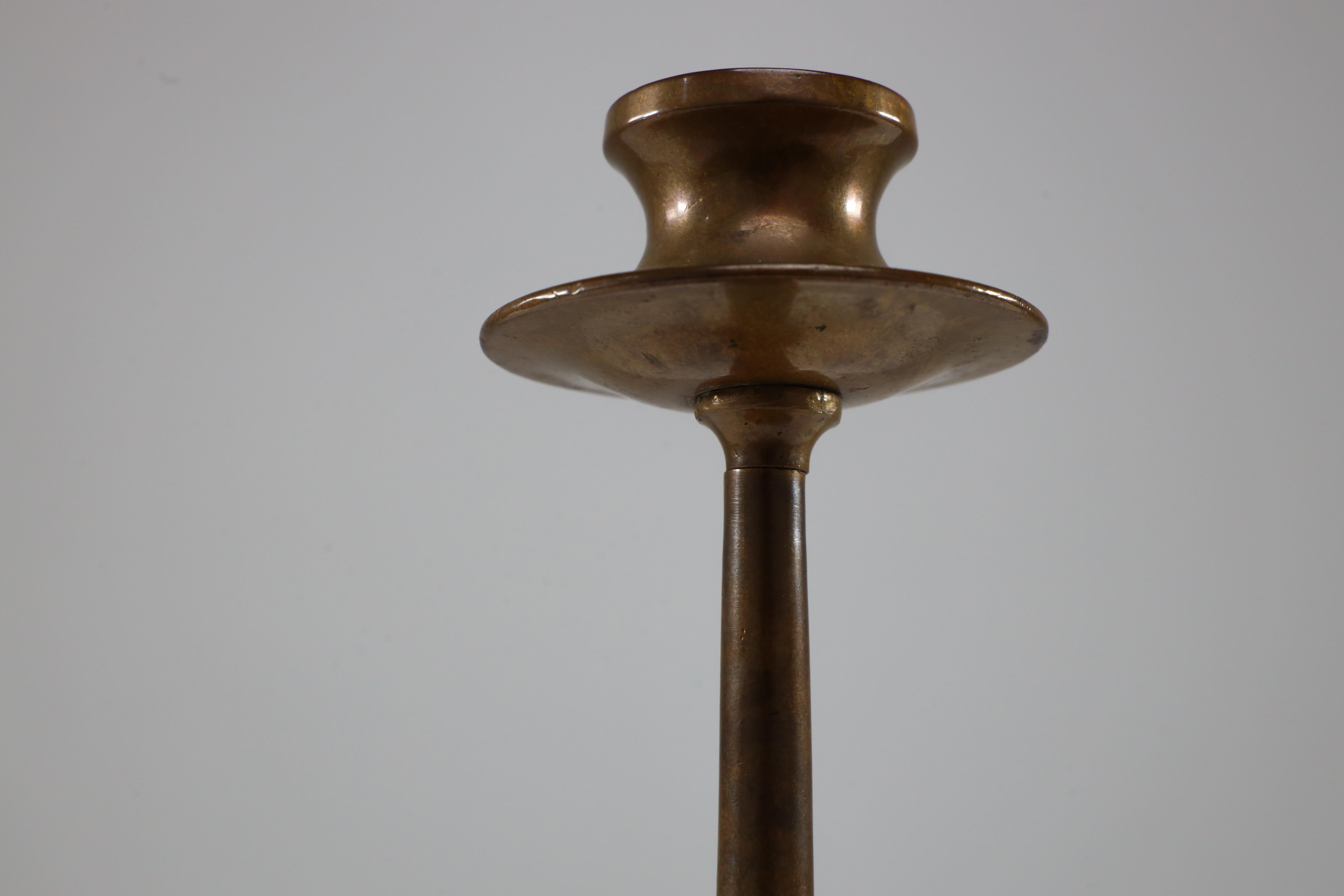 Dryad of Leicester. An Arts and Crafts brass candlestick. For Sale 1