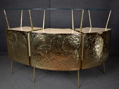 Iconic Design Reborn: Gio Ponti-Style Dry Bar with Cream Murano Glass 1950s