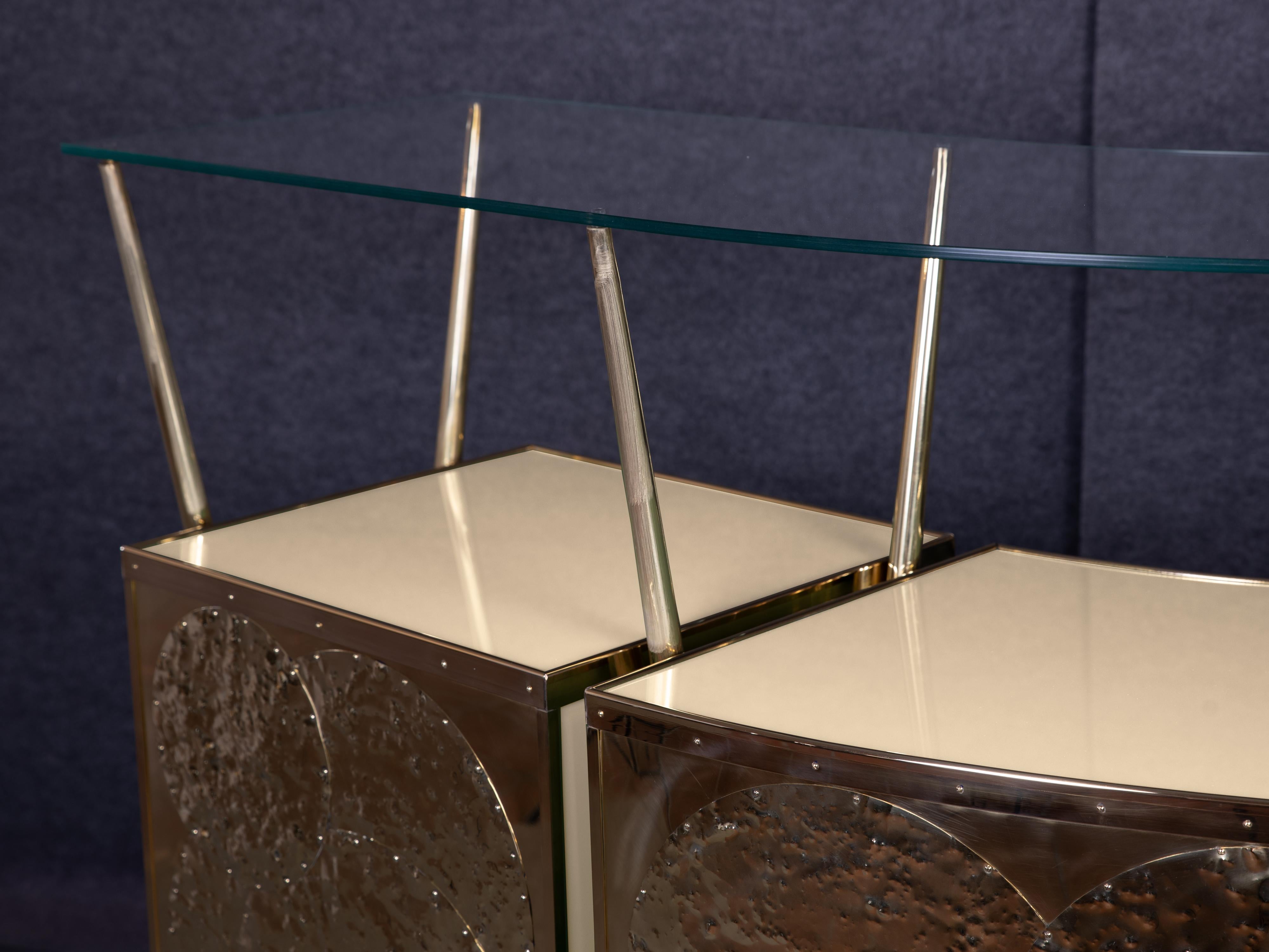 Renacimiento de un diseño icónico: el bar seco estilo Gio Ponti con cristal de Murano color crema años 50 - JF Moderno de mediados de siglo en venta