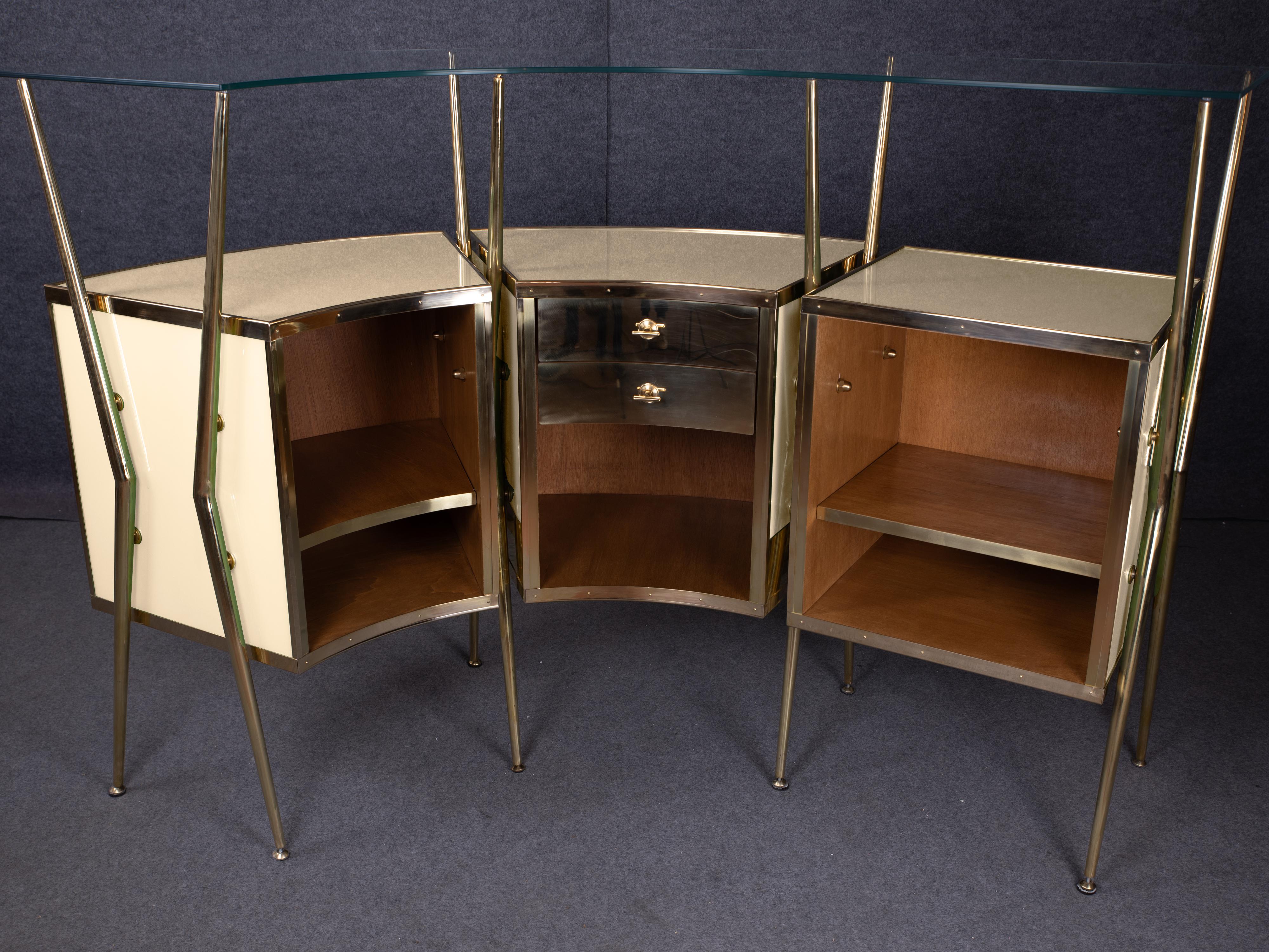 Renacimiento de un diseño icónico: el bar seco estilo Gio Ponti con cristal de Murano color crema años 50 - JF en Nuevo estado para la venta en Guazzora, IT