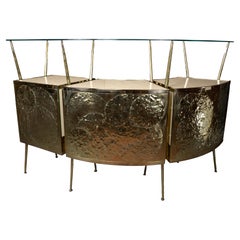 Iconic Design Reborn: Gio Ponti-Style Dry Bar with Cream Murano Glass 1950s - JF