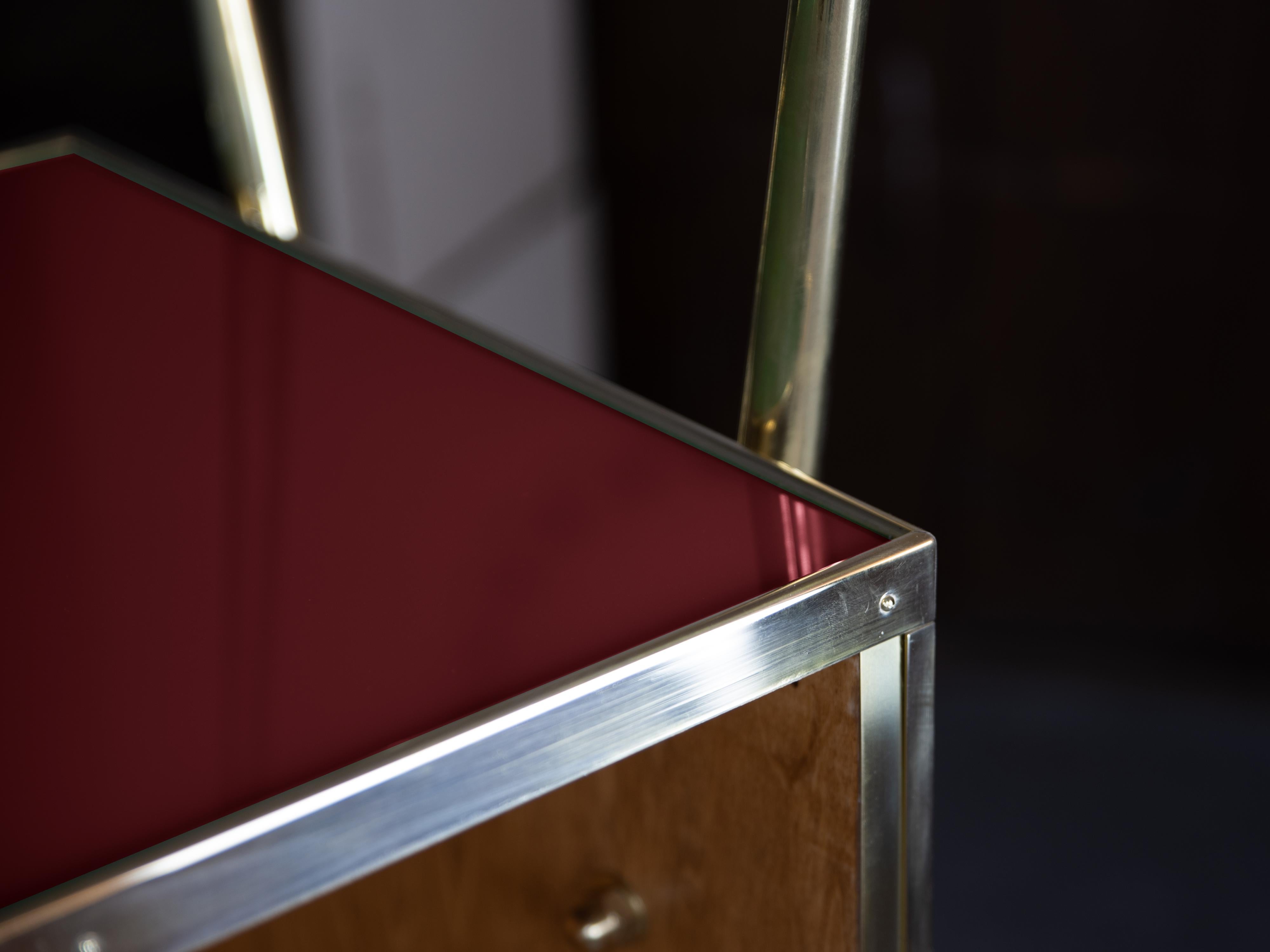 Gio Ponti-Inspired Red Murano Glass & Brass Dry Bar: A Touch of Italian Elegance For Sale 3
