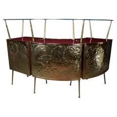 Gio Ponti-Inspired Red Murano Glass & Brass Dry Bar: A Touch of Italian Elegance