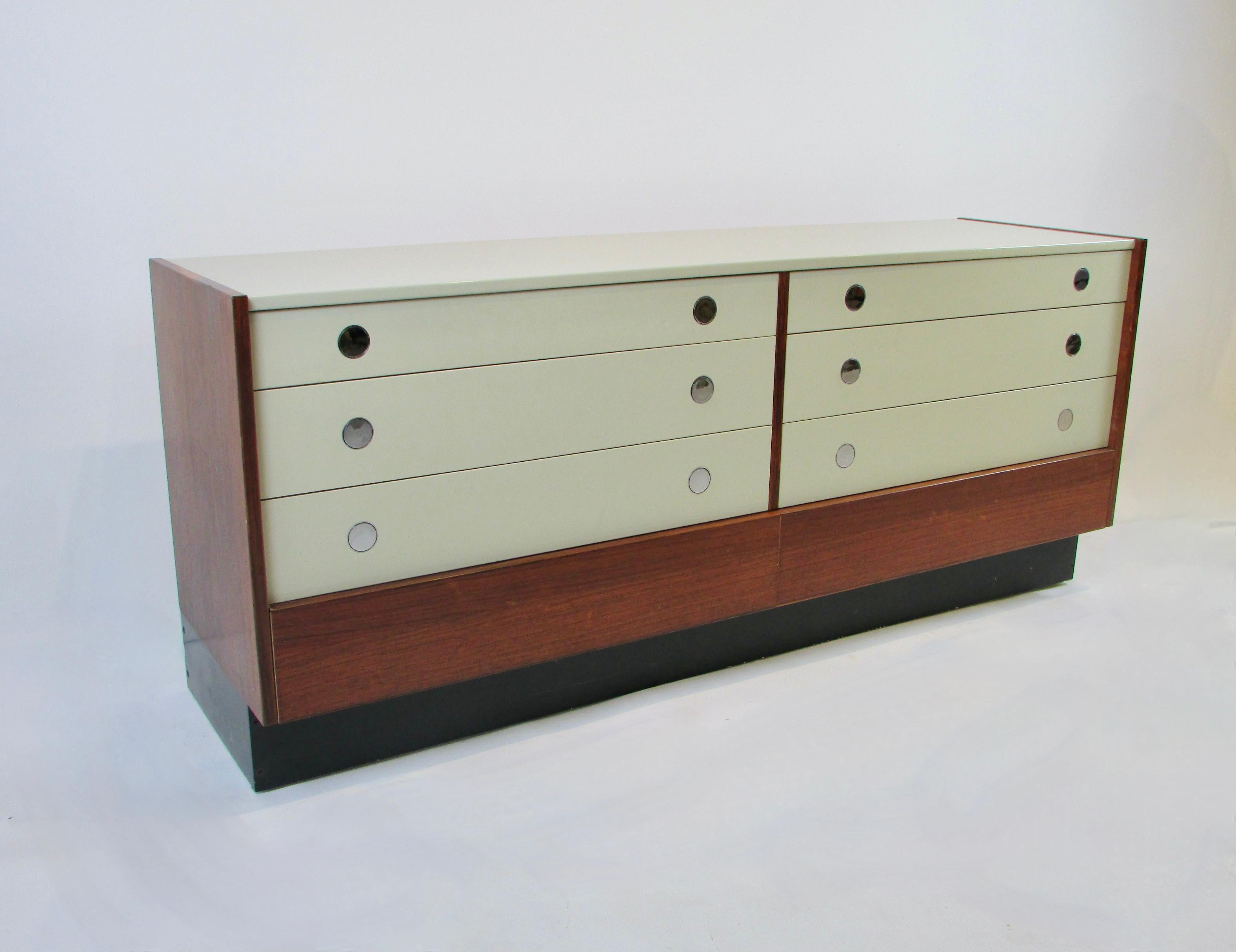 Drylund Denmark Rosewood Double Dresser with Lacquered Drawer Fronts 7