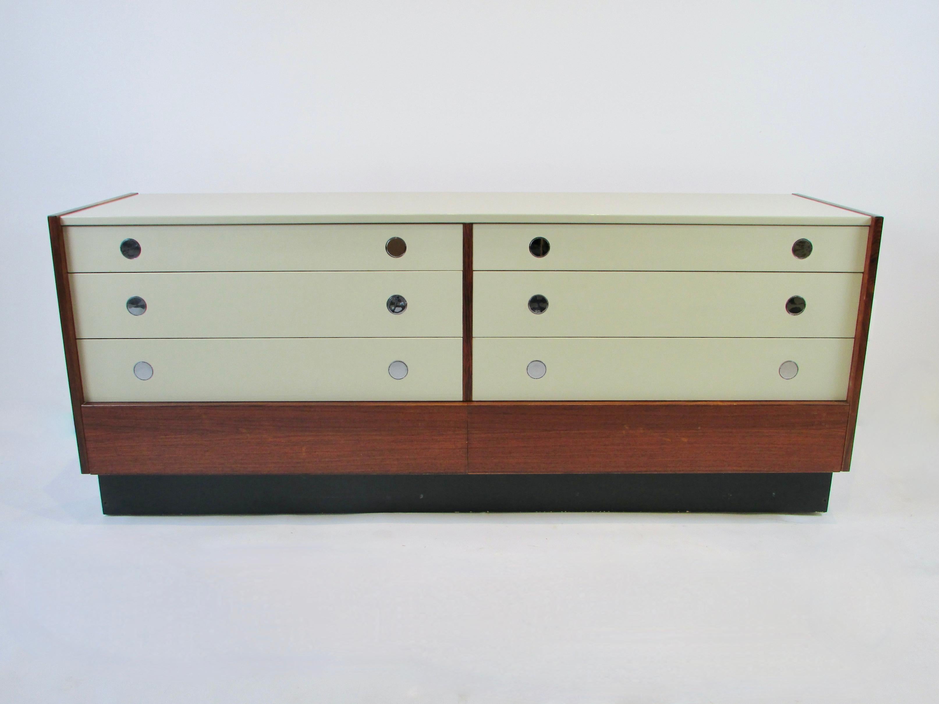 Drylund Denmark Rosewood Double Dresser with Lacquered Drawer Fronts 8