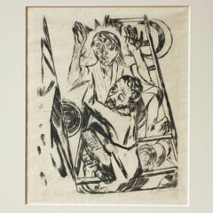 Drypoint Etching by Max Beckmann - Jacob wrestling with the Angel