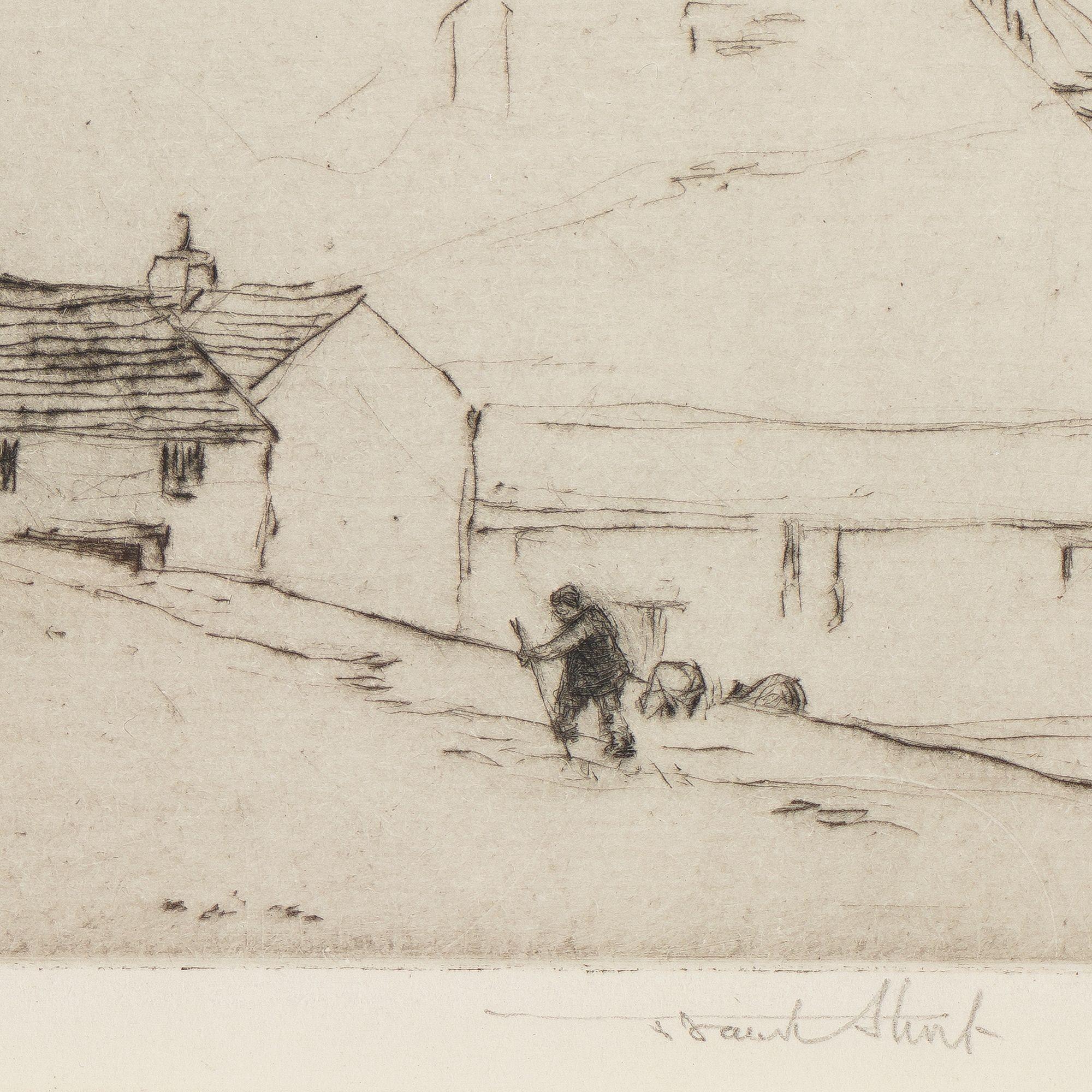 Drypoint etching of Penerils Castle, Derbyshire, England by Frank Short, c. 1900 In Good Condition For Sale In Kenilworth, IL