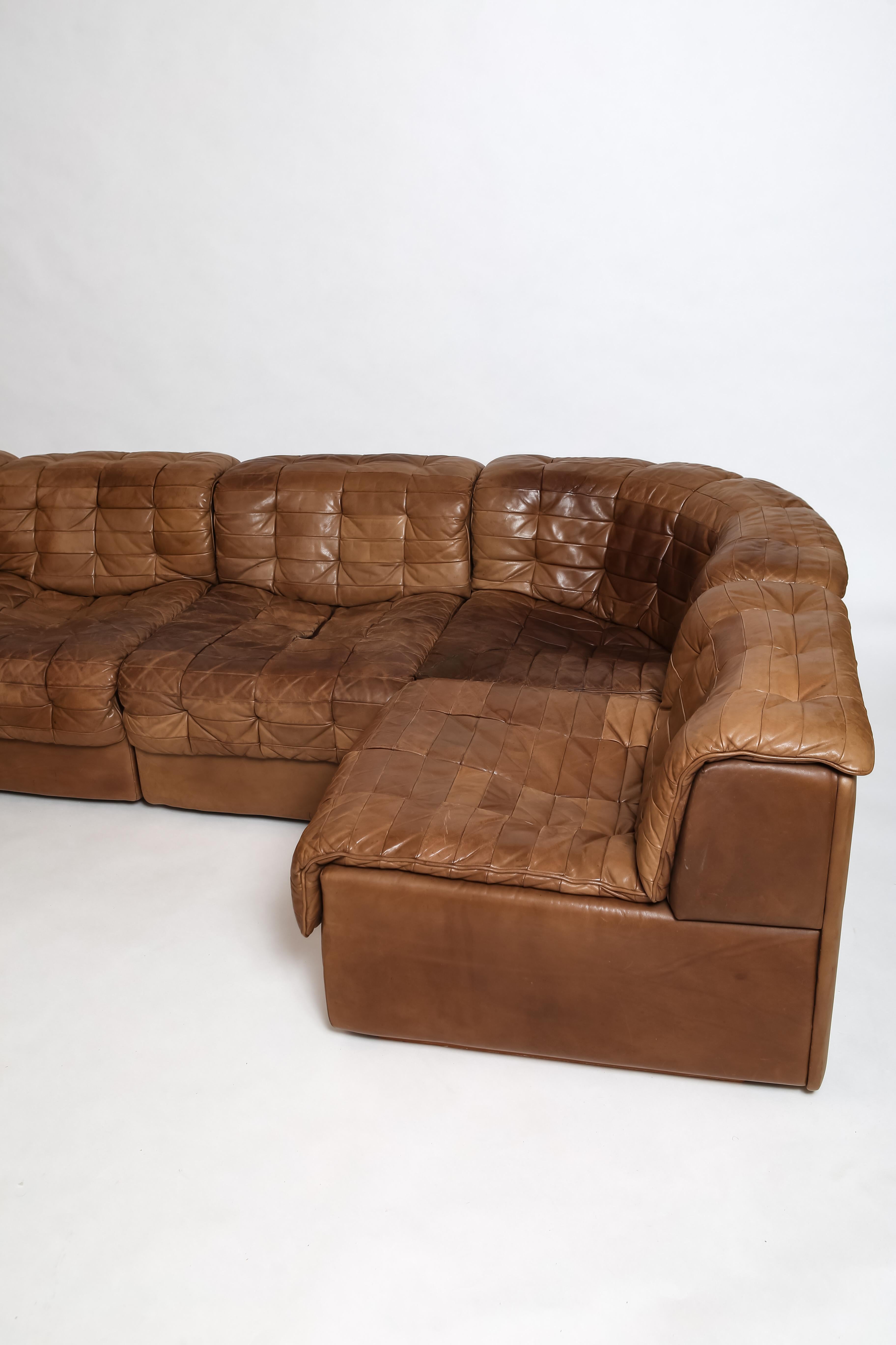 Mid-Century Modern DS 11 Modular Leather Sofa by DeSede Switzerland 1970s