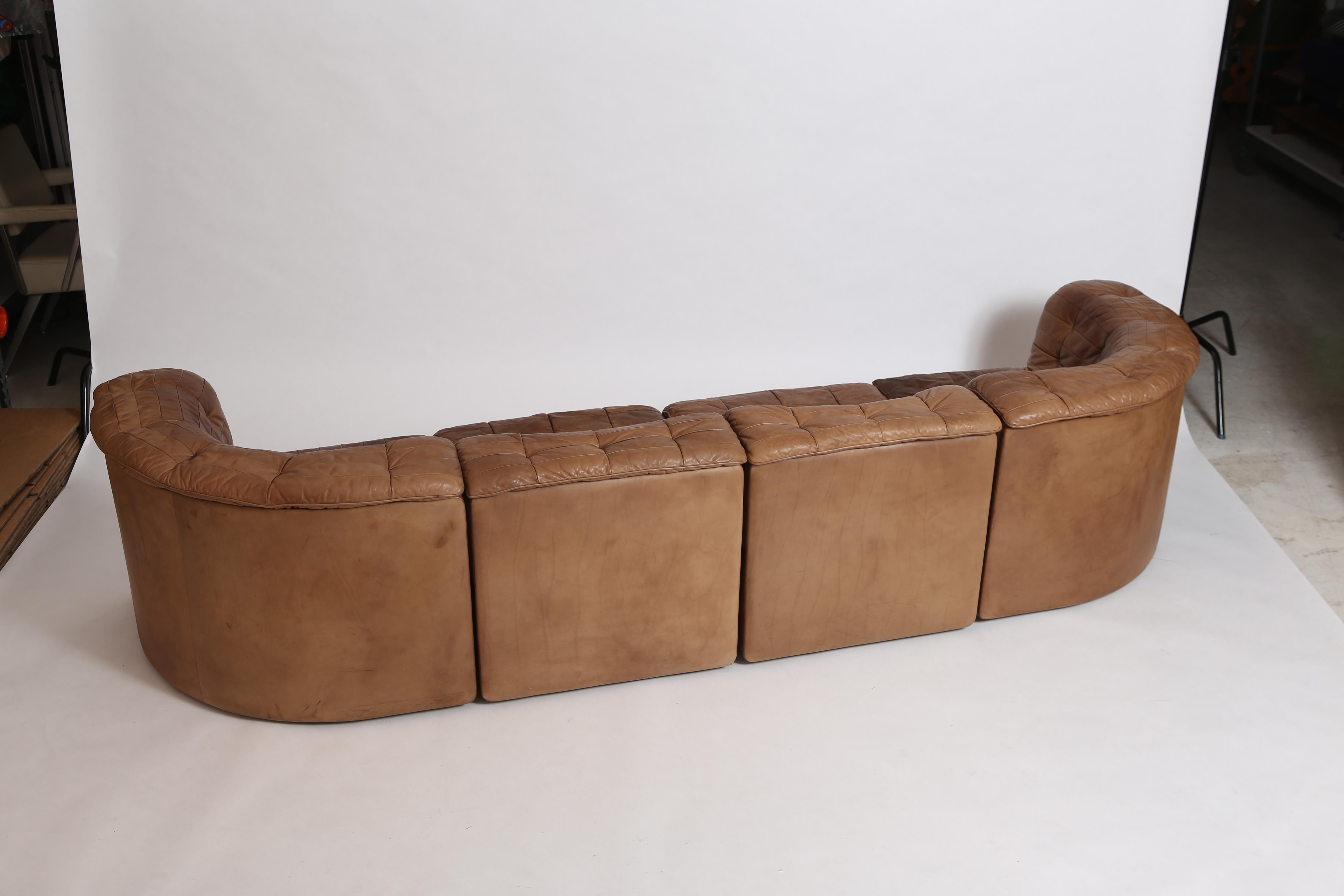 Patchwork DS 11 Modular Leather Sofa by DeSede Switzerland 1970s