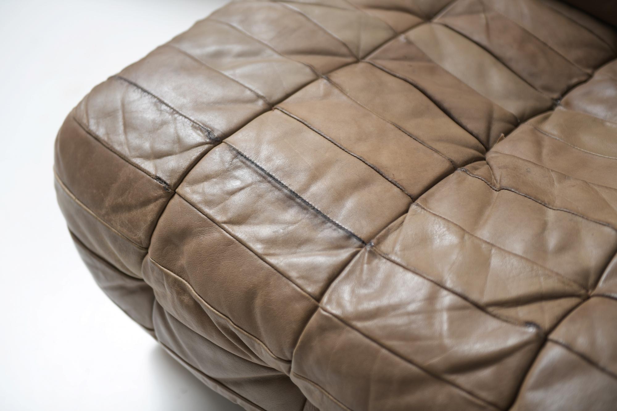 Ds 11 Modular Sofa in Brown Patchwork Leather by De Sede Team for De Sede Swiss For Sale 6