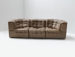 Ds 11 Modular Sofa in Brown Patchwork Leather by De Sede