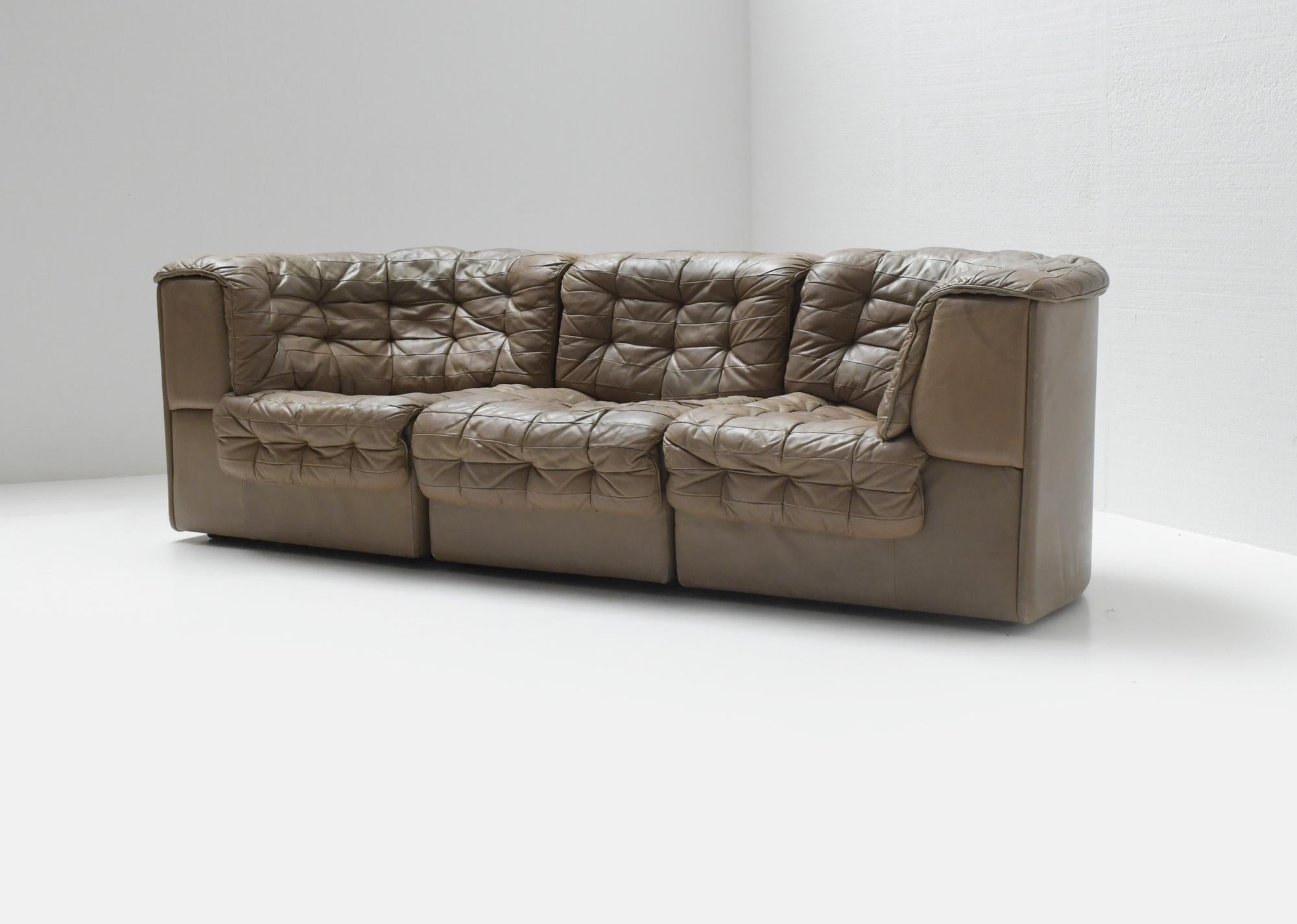 20th Century Ds 11 Modular Sofa in Brown Patchwork Leather by De Sede Team for De Sede Swiss For Sale