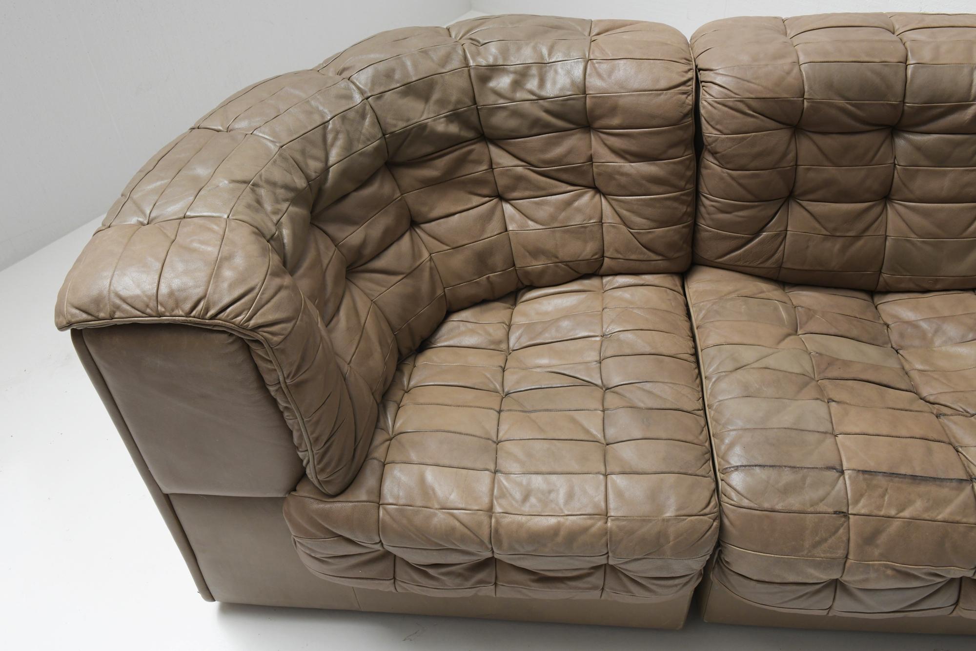 Ds 11 Modular Sofa in Brown Patchwork Leather by De Sede Team for De Sede Swiss For Sale 2
