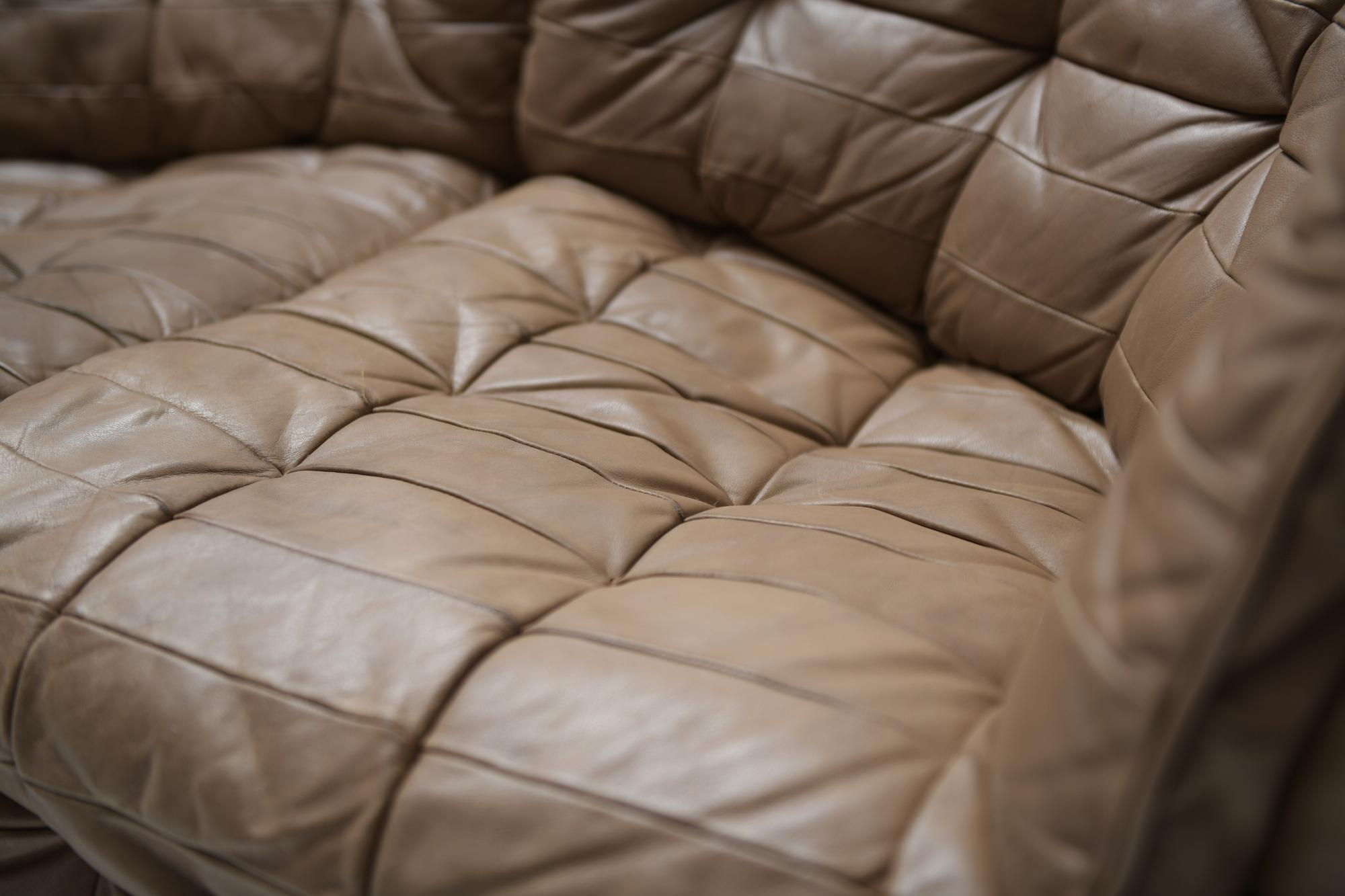 Ds 11 Modular Sofa in Brown Patchwork Leather by De Sede Team for De Sede Swiss For Sale 4