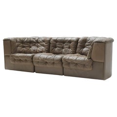Ds 11 Modular Sofa in Brown Patchwork Leather by De Sede Team for De Sede Swiss