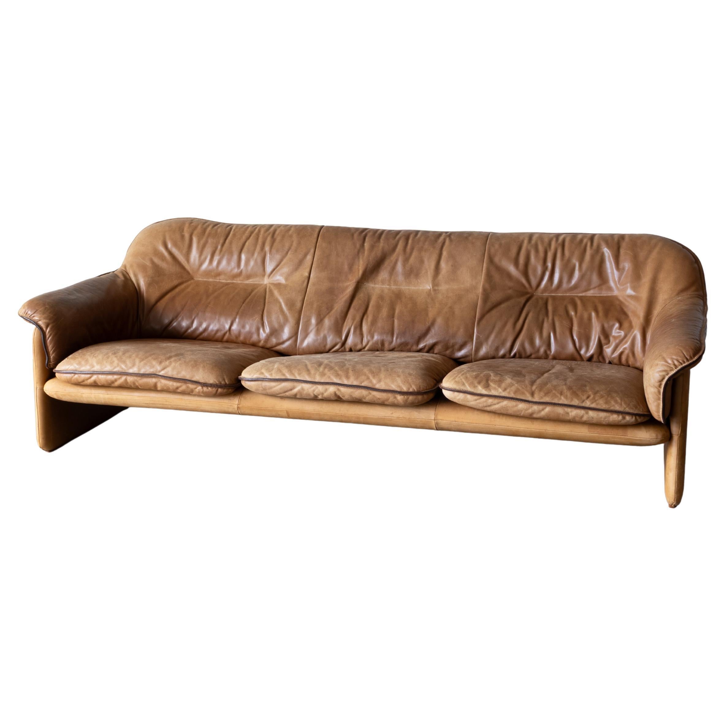 DS-16 Cognac leather sofa by De Sede, 1970s