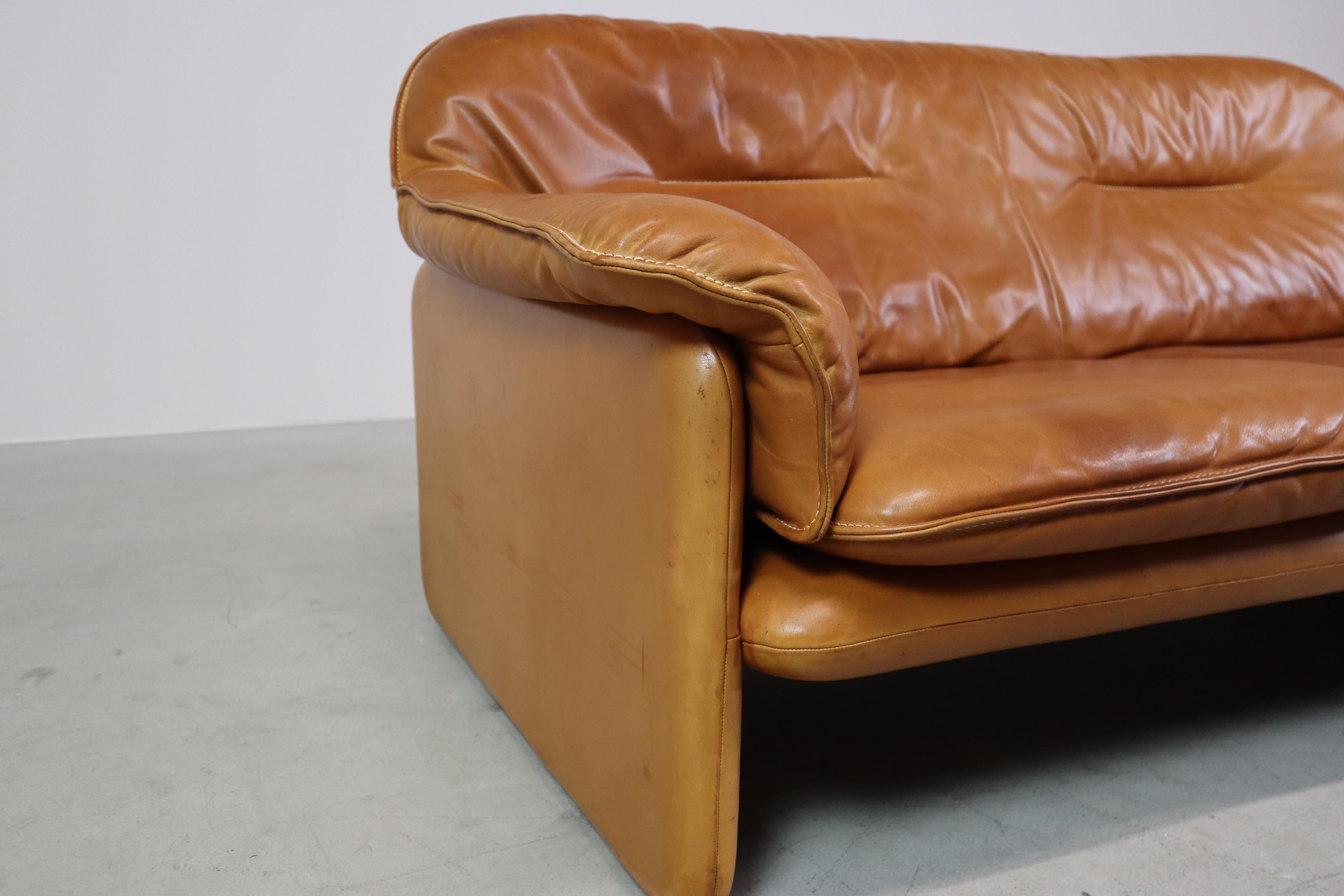 DS-16 Canapé en cuir cognac par De Sede Suisse, 1970 en vente 12