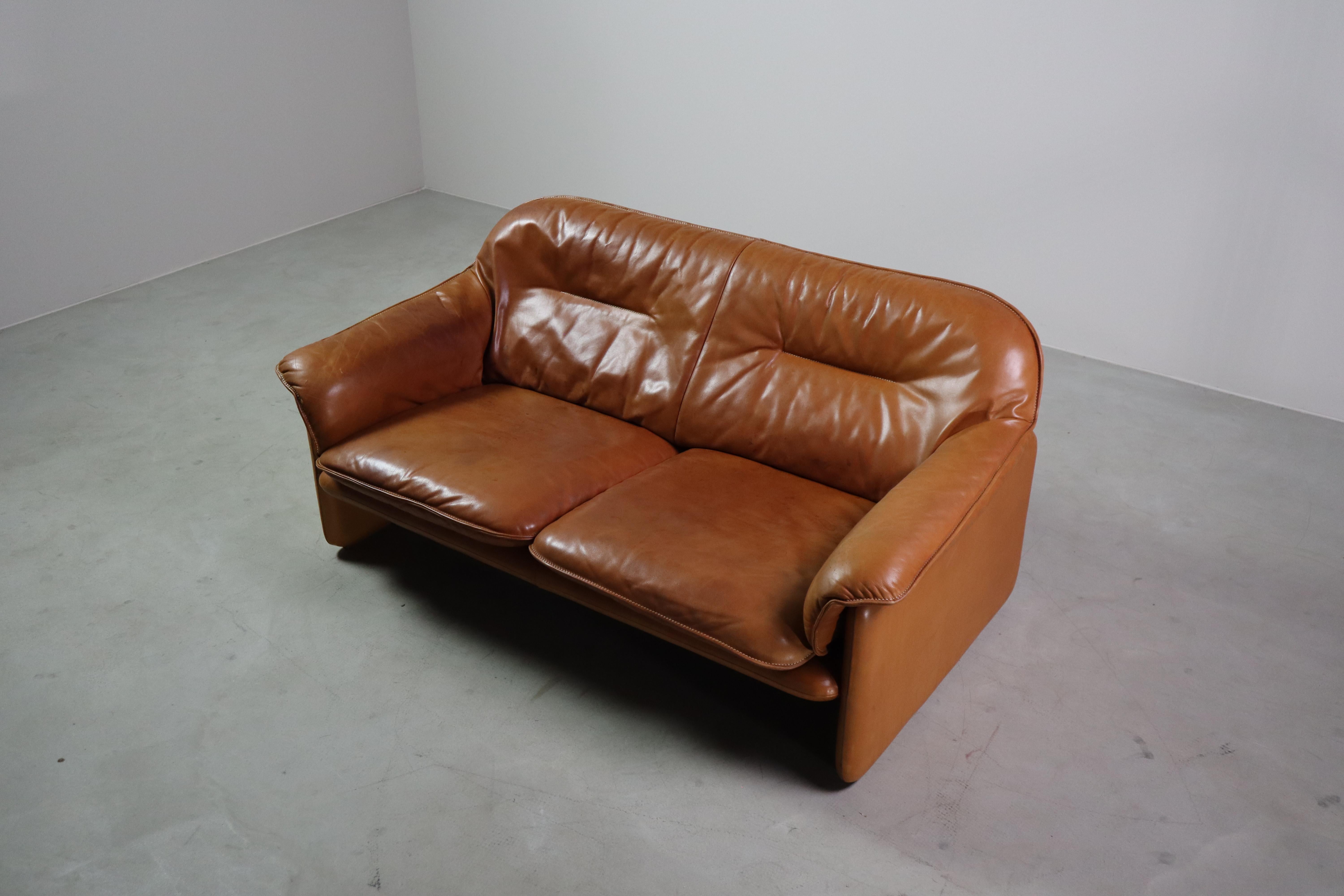 20ième siècle DS-16 Canapé en cuir cognac par De Sede Suisse, 1970 en vente