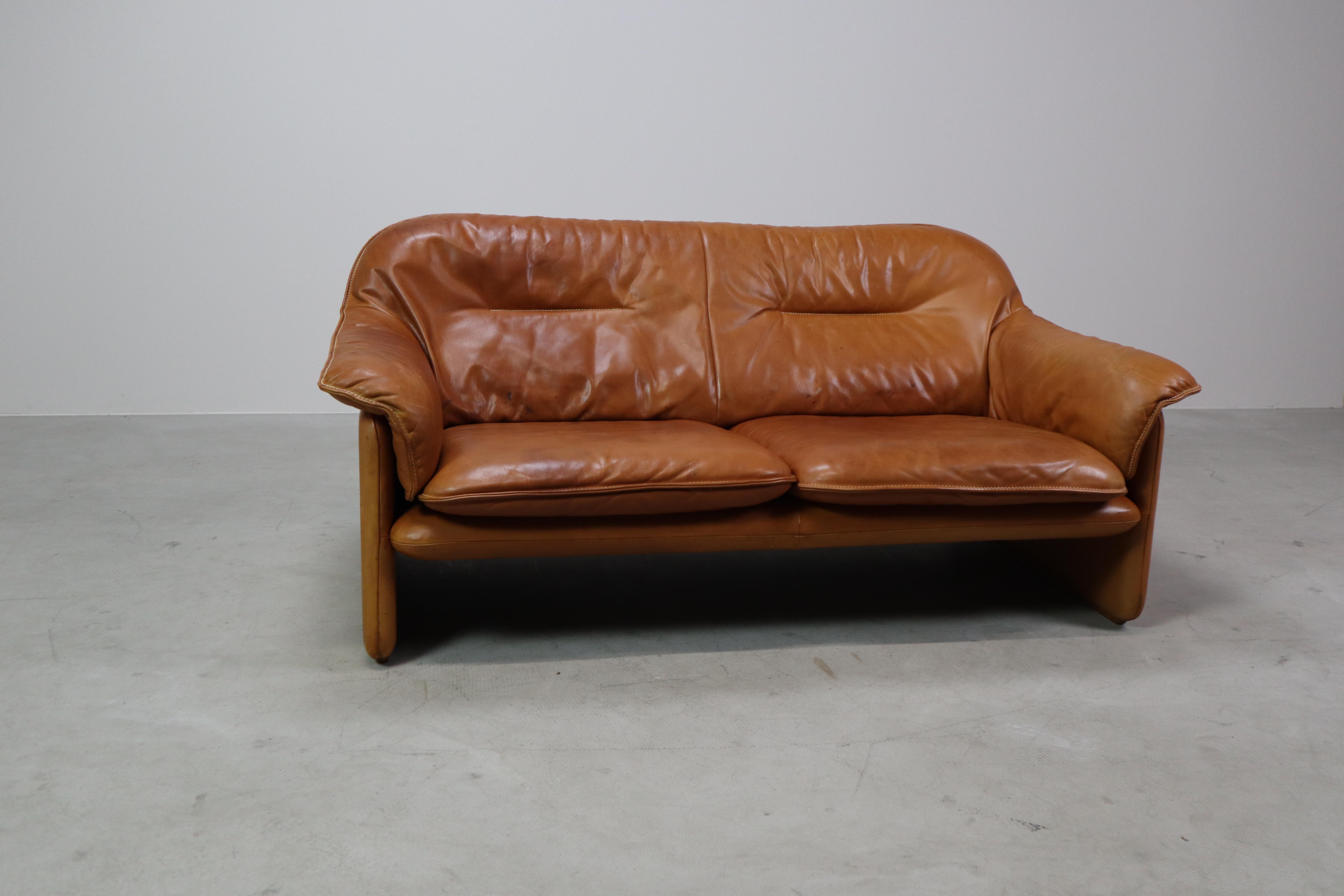 DS-16 Canapé en cuir cognac par De Sede Suisse, 1970 en vente 1