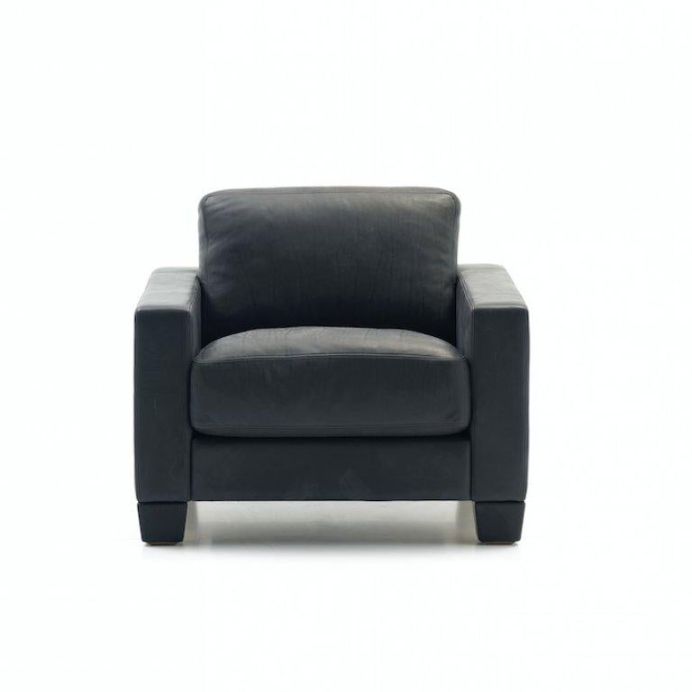 DS-17 armchair by De Sede
Dimensions: D 87 x W 84 x H 78 cm
Materials: frame of solid beech, belted suspension; 
seat and back cushions: SEDEX upholstery, with SEDE-Fa covering (leather/fabric)
Available in a variety of colours.

Prices may