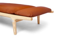 DS-20 Divan, Modern Ash Hardwood, Full Grain Leather, Polished Aluminum Daybed