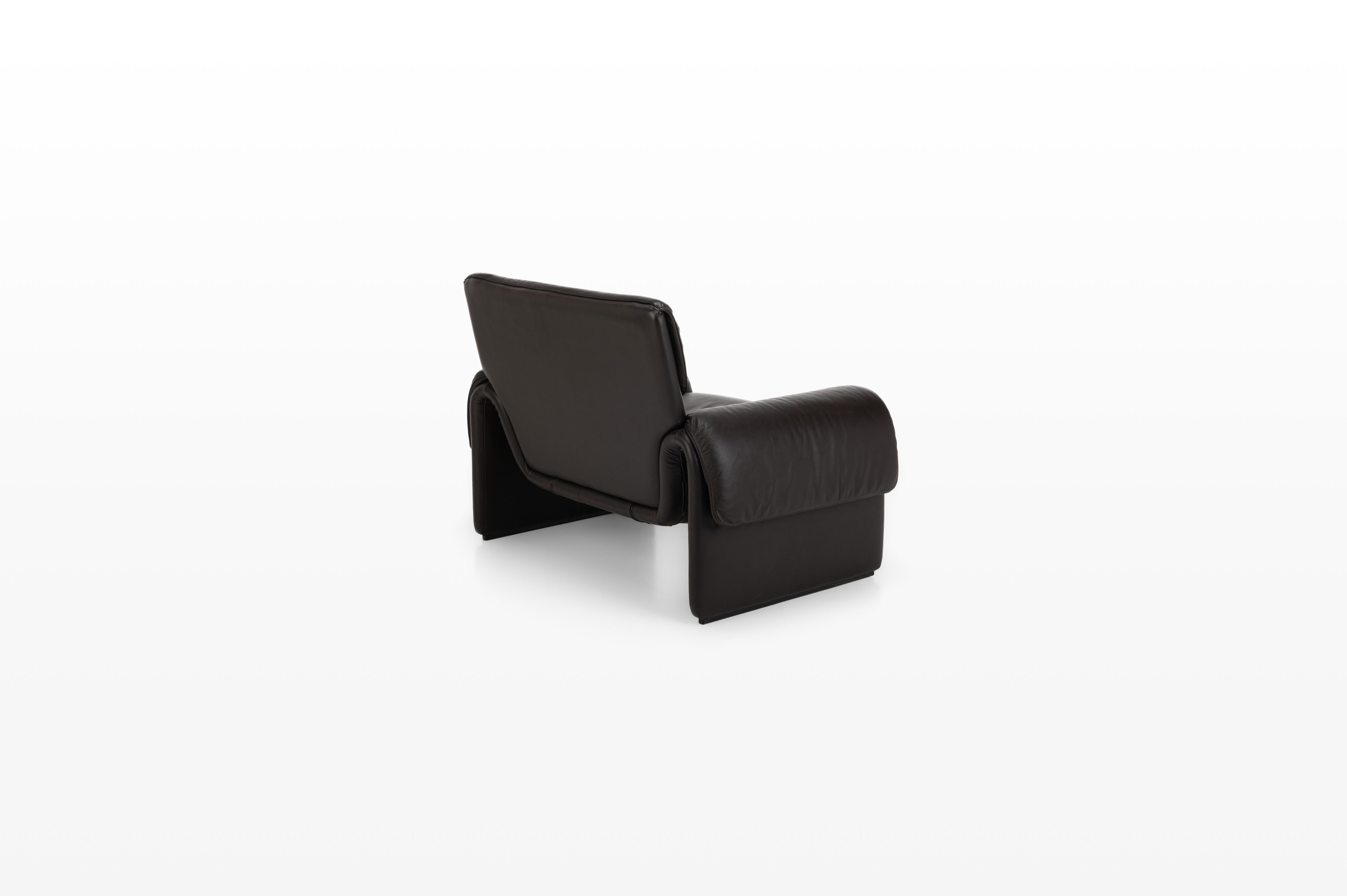 Swiss DS-2011 Armchair by De Sede, dark brown leather lounge For Sale