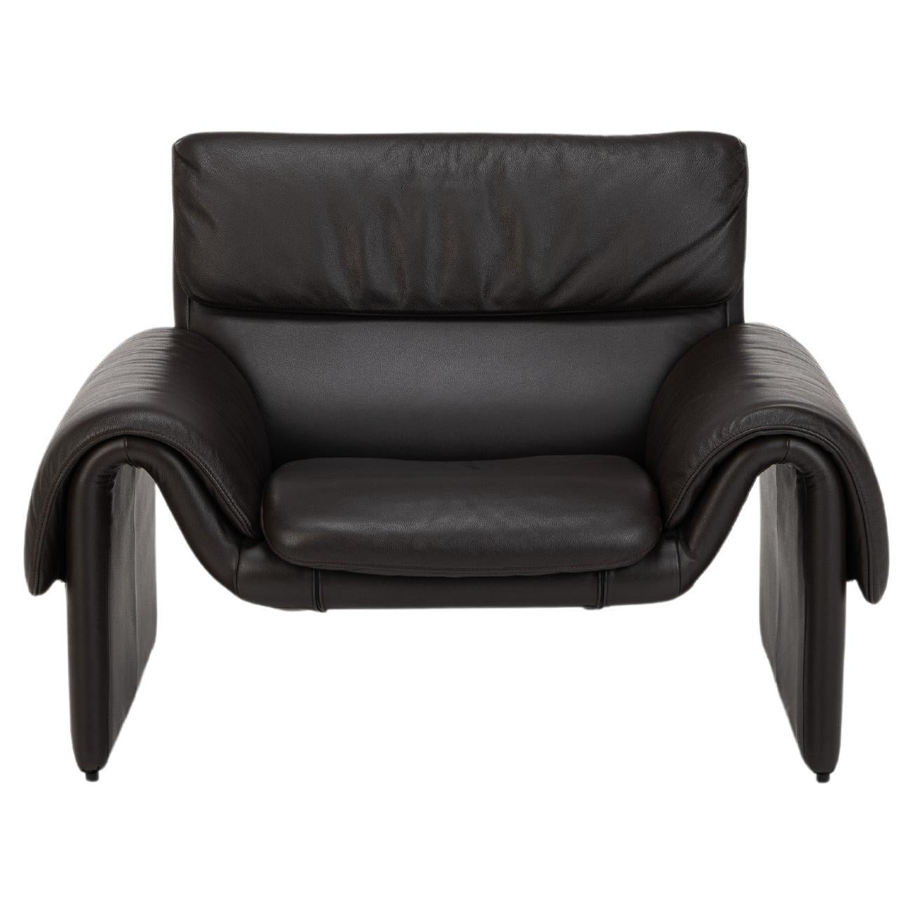 DS-2011 Armchair by De Sede, dark brown leather lounge