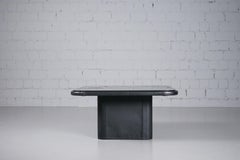 Table basse DS 3011 avec miroir, verre et cuir de De Sede, années 1970
