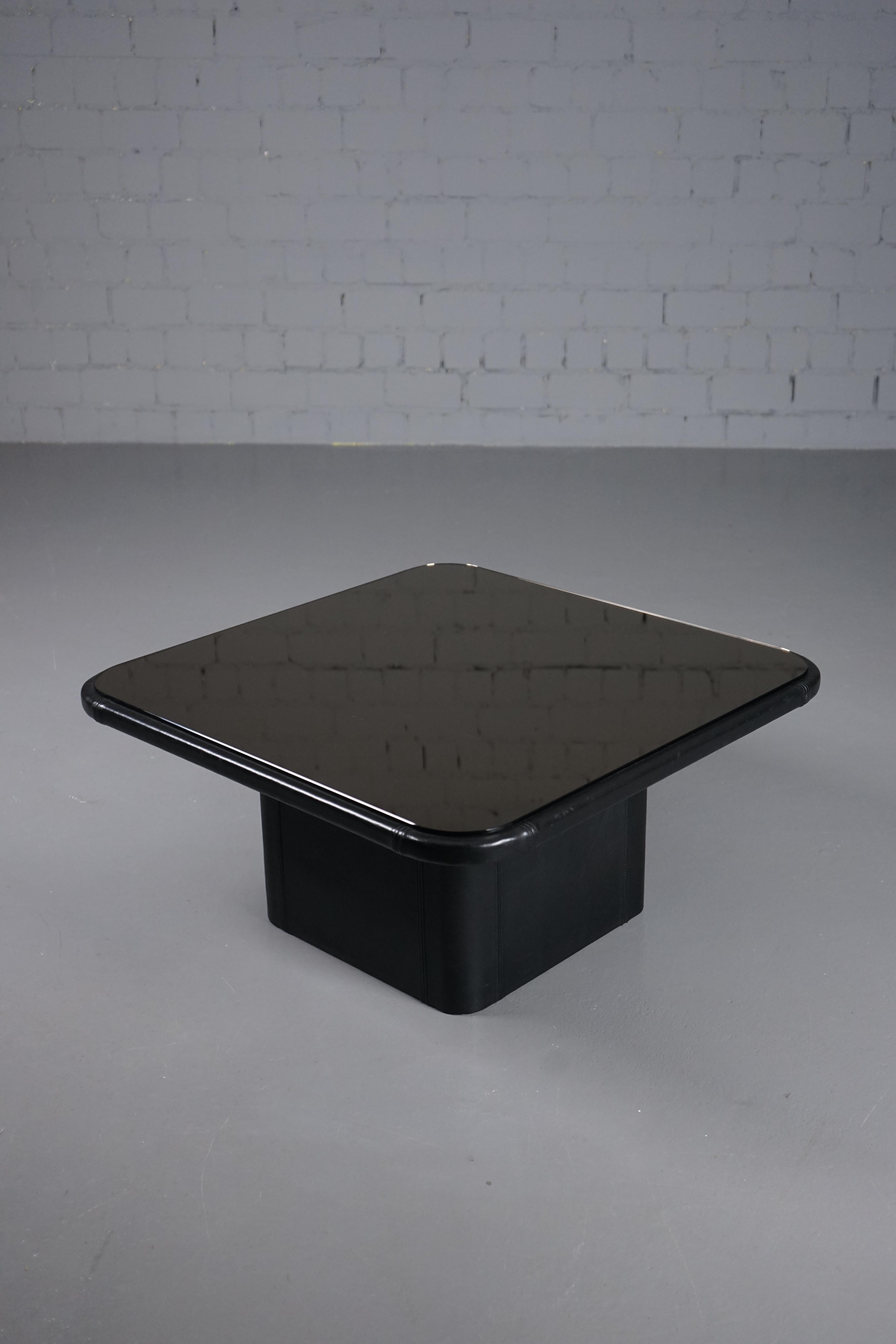 DS 3011 Coffee Table with Mirror Glass & Leather from De Sede, 1970s For Sale 3