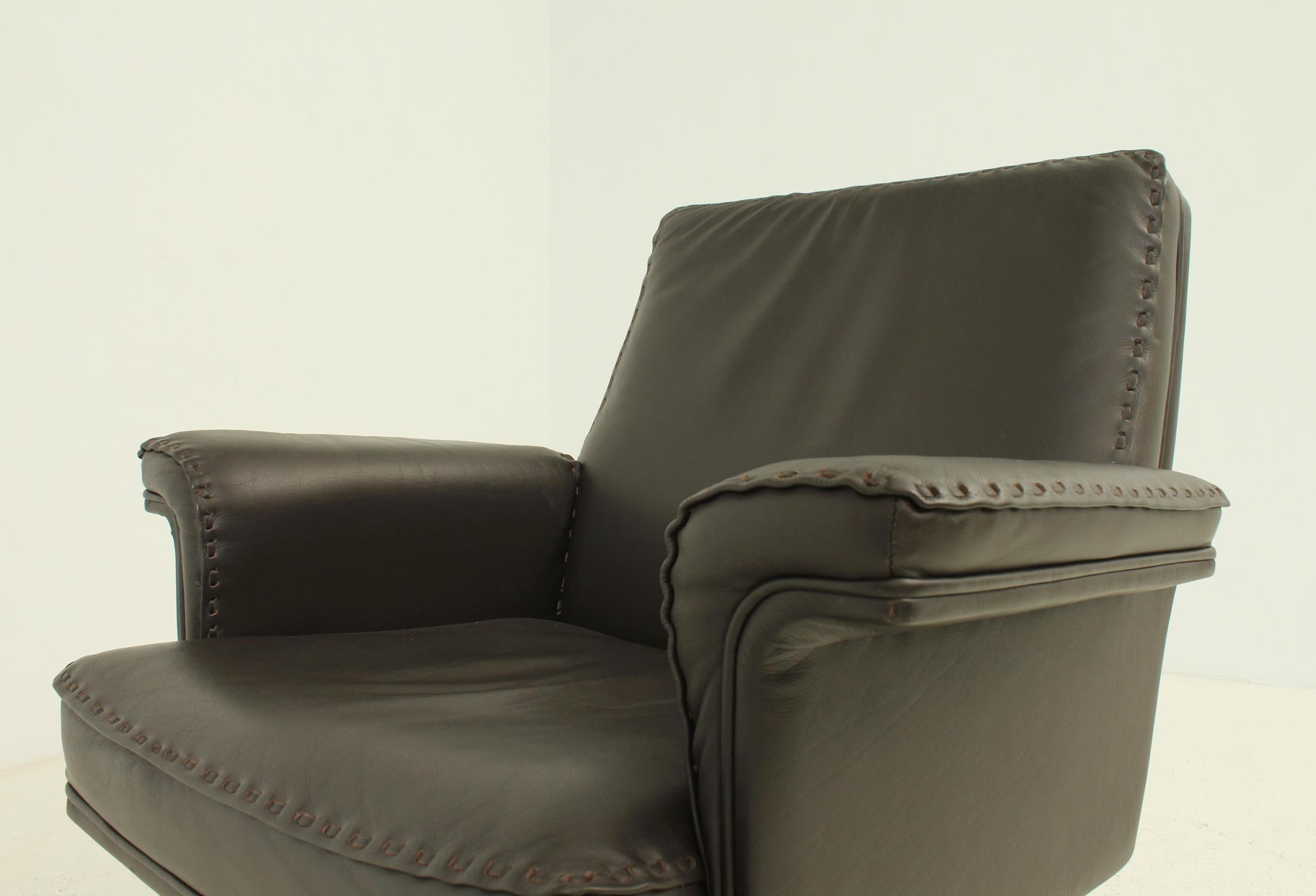 Steel DS 35 Armchair in Brown Leather by De Sede, Switzerland For Sale