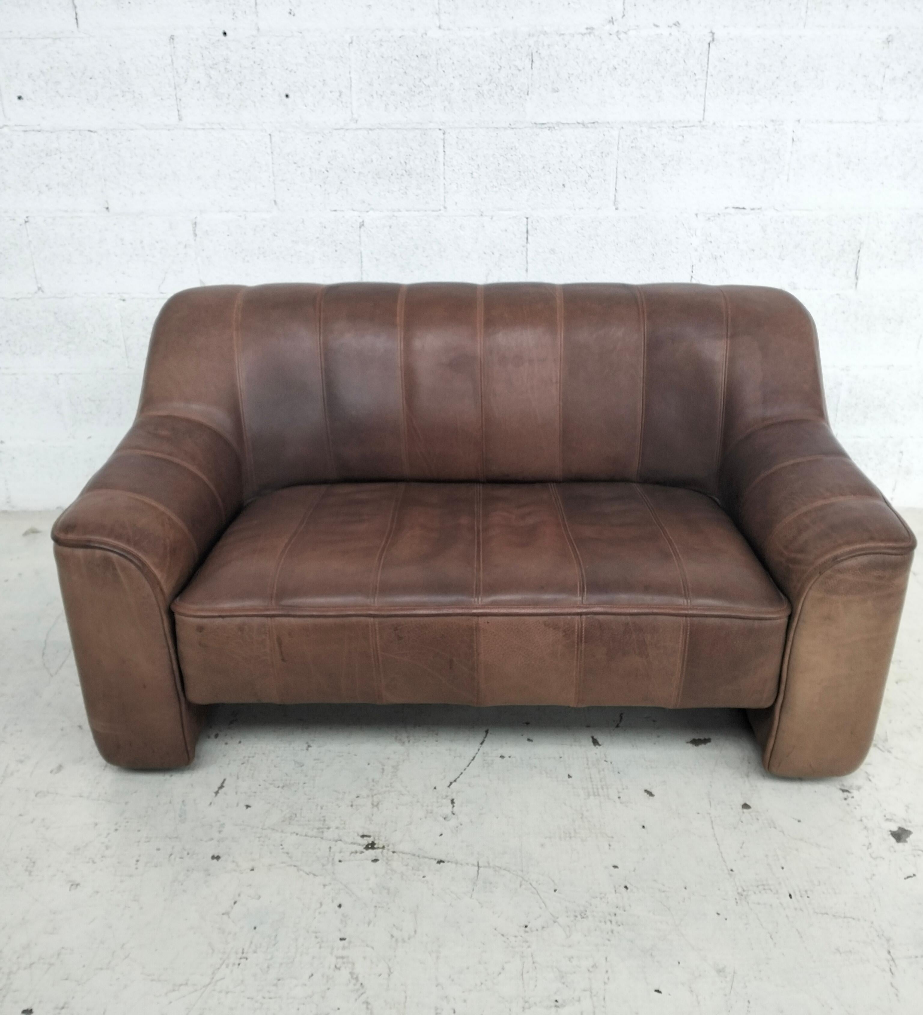 Swiss DS 44 buffalo leather sofa by De Sede 1970s For Sale