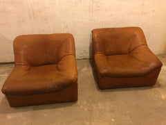 DS-46 Thick Buffalo Leather Lounge Chairs from De Sede, 1970s, Set of Two