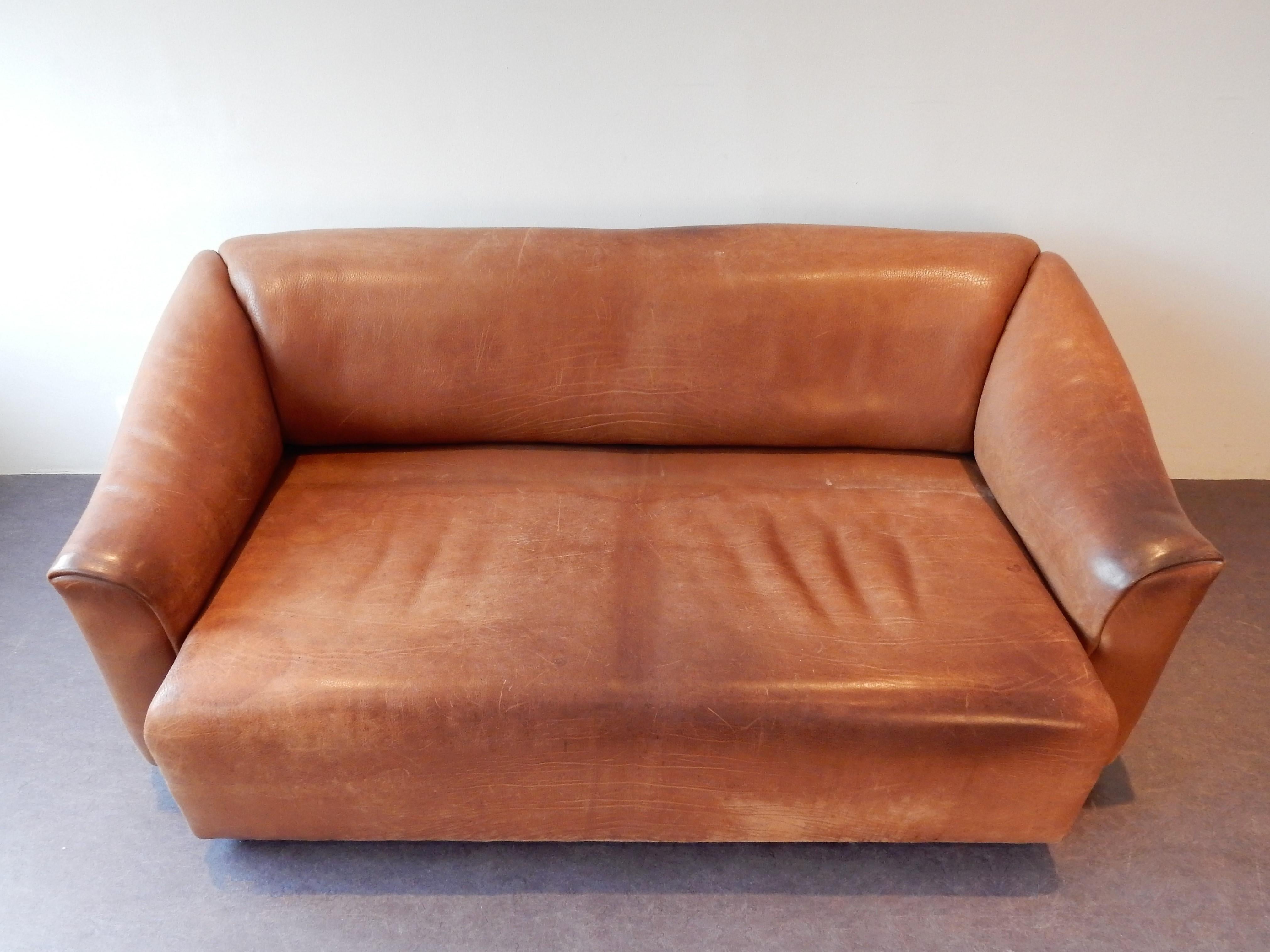 DS-47 Brown Leather Living Room Set by De Sede, Switzerland, 1970s 4