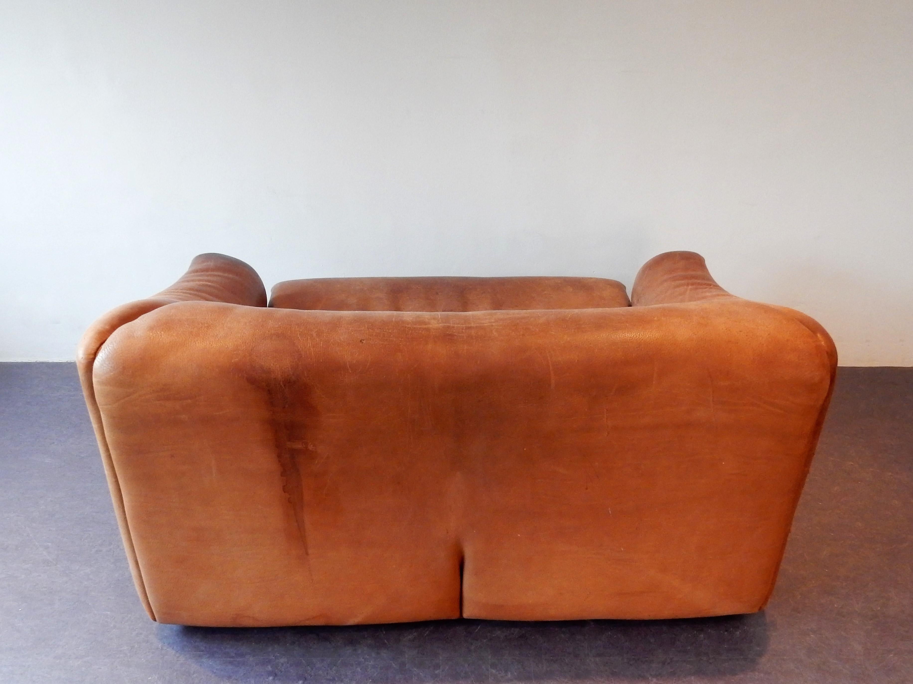 DS-47 Brown Leather Living Room Set by De Sede, Switzerland, 1970s 10
