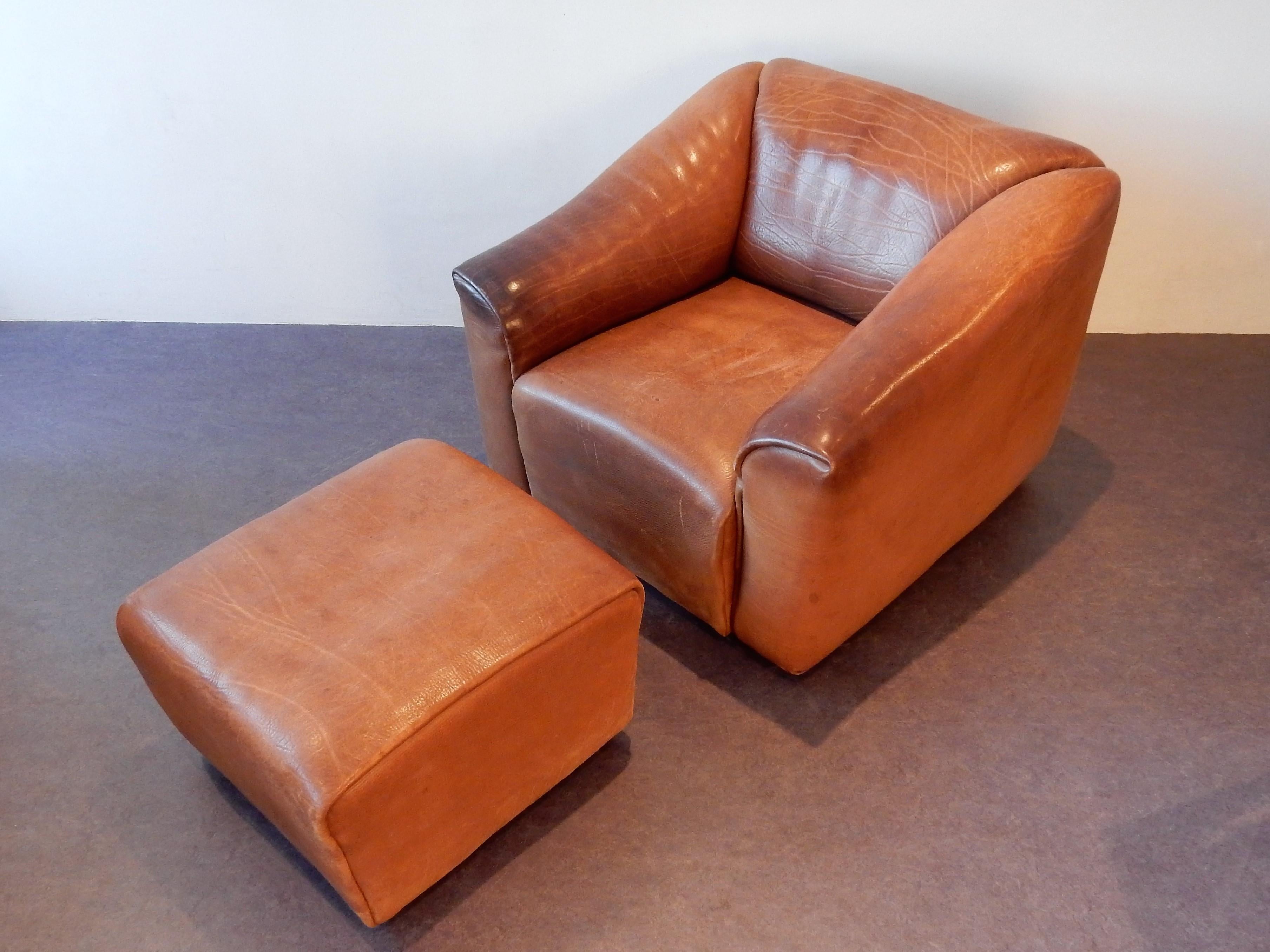 DS-47 Brown Leather Living Room Set by De Sede, Switzerland, 1970s In Good Condition In Steenwijk, NL