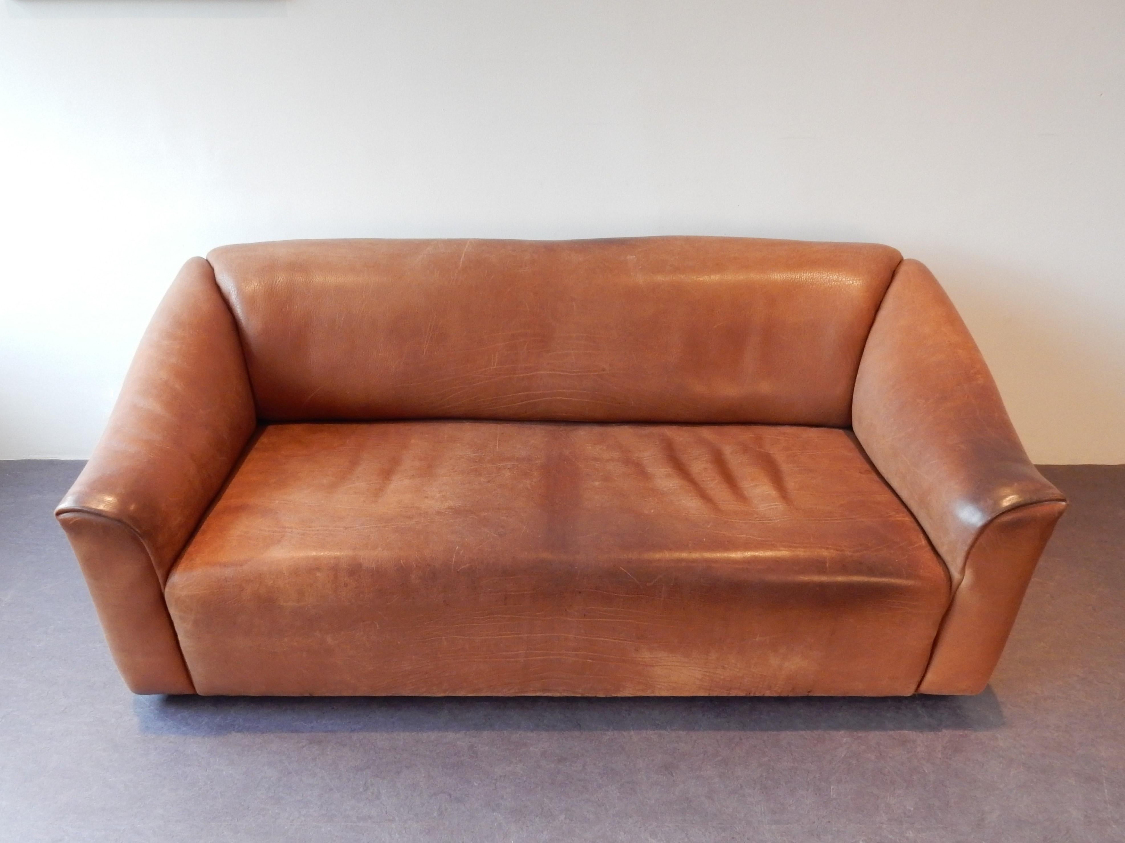 DS-47 Brown Leather Living Room Set by De Sede, Switzerland, 1970s 3