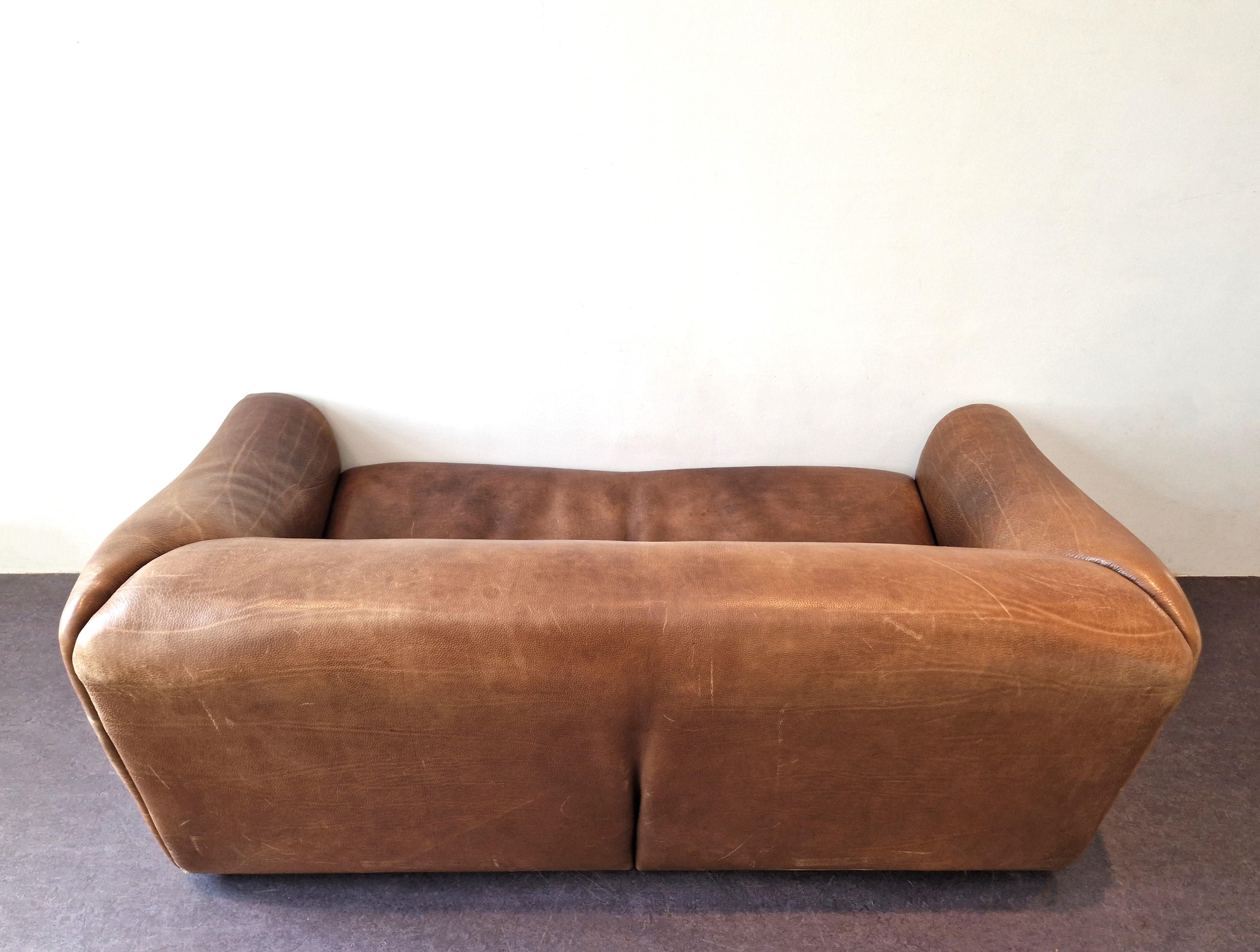 Mid-Century Modern DS-47 brown leather three-seater sofa by De Sede, Switzerland, 1970's