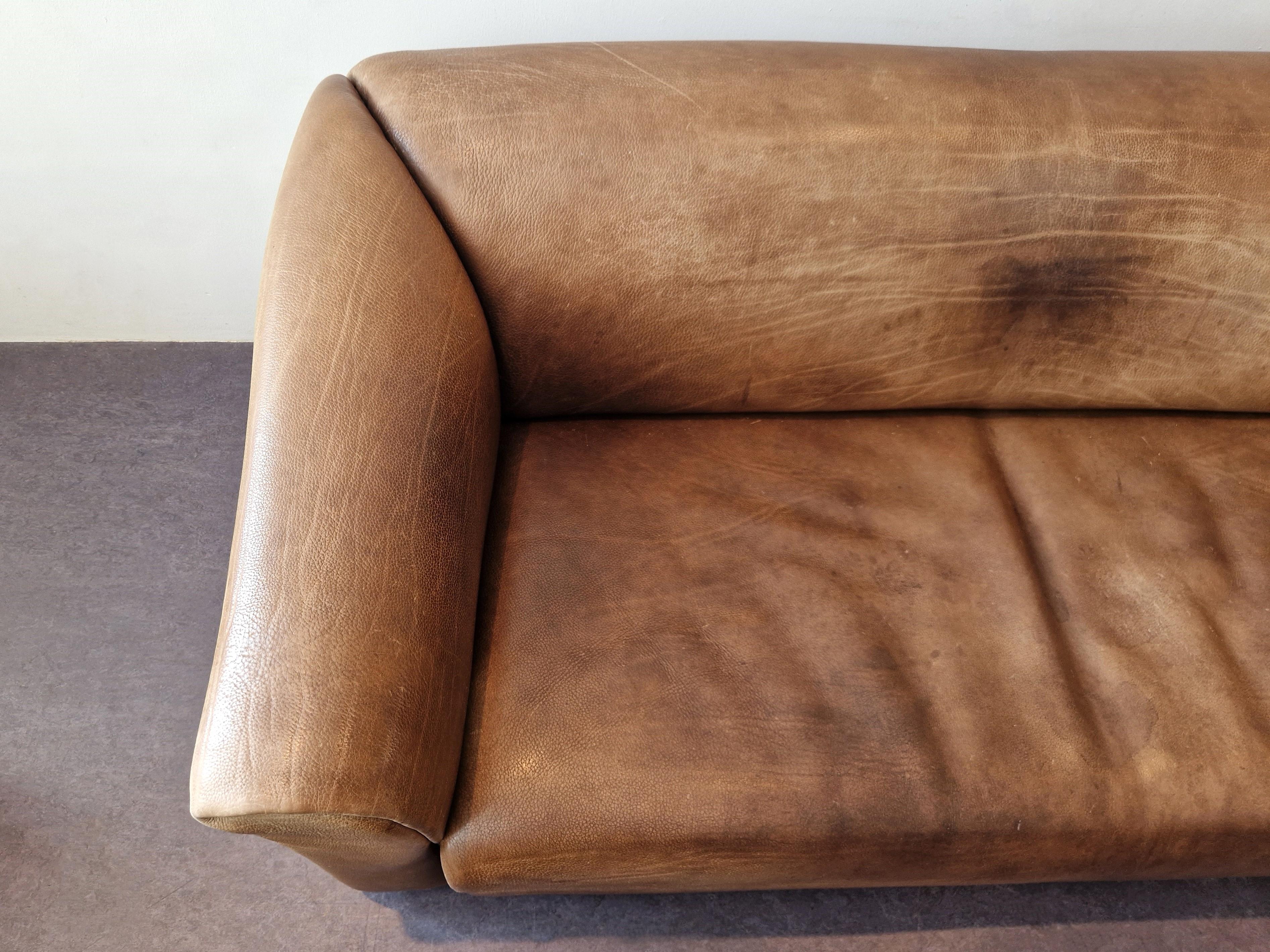 Late 20th Century DS-47 brown leather three-seater sofa by De Sede, Switzerland, 1970's