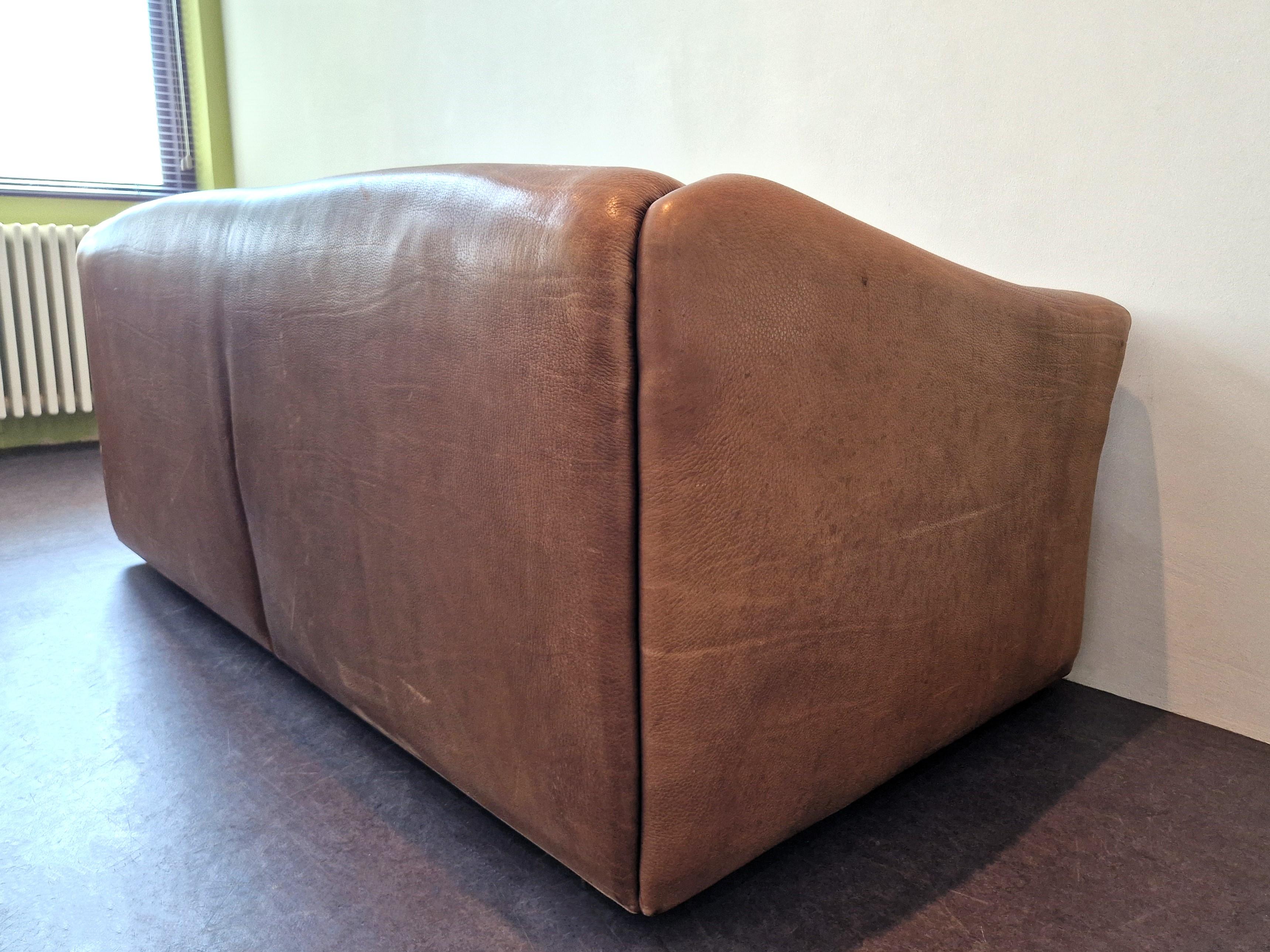 DS-47 brown leather three-seater sofa by De Sede, Switzerland, 1970's 2