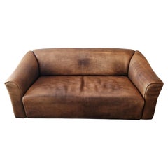 DS-47 brown leather three-seater sofa by De Sede, Switzerland, 1970's