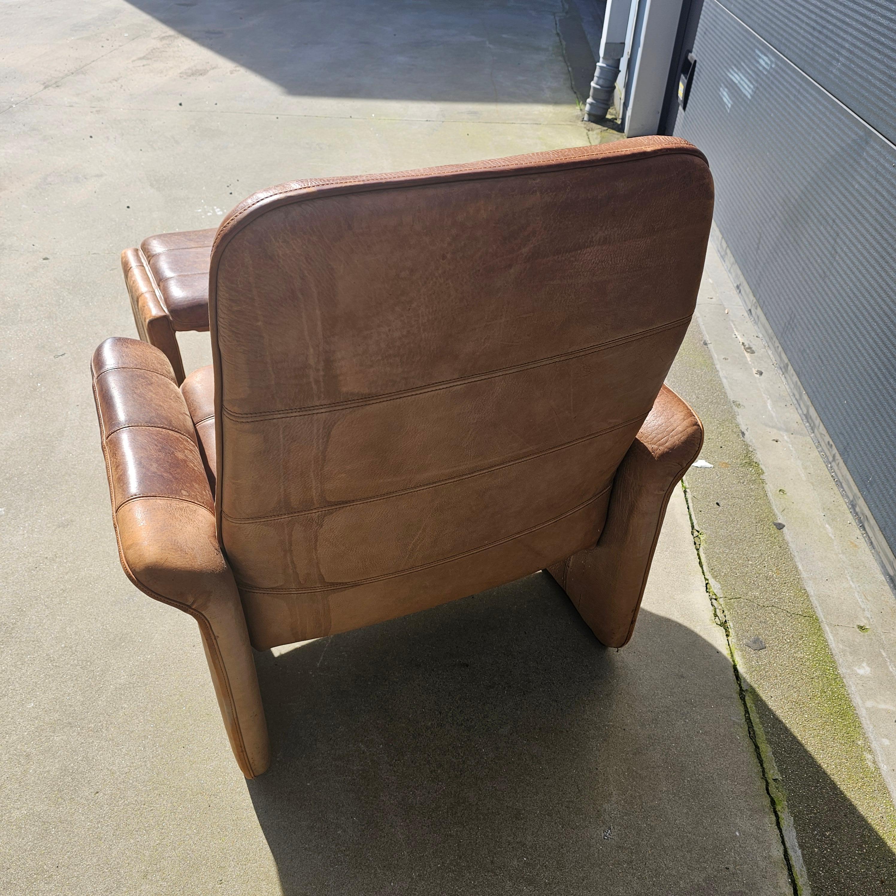 DS 50 Buffalo Neck Leather Lounge Chair & Footstool by De Sede, 1970s 4