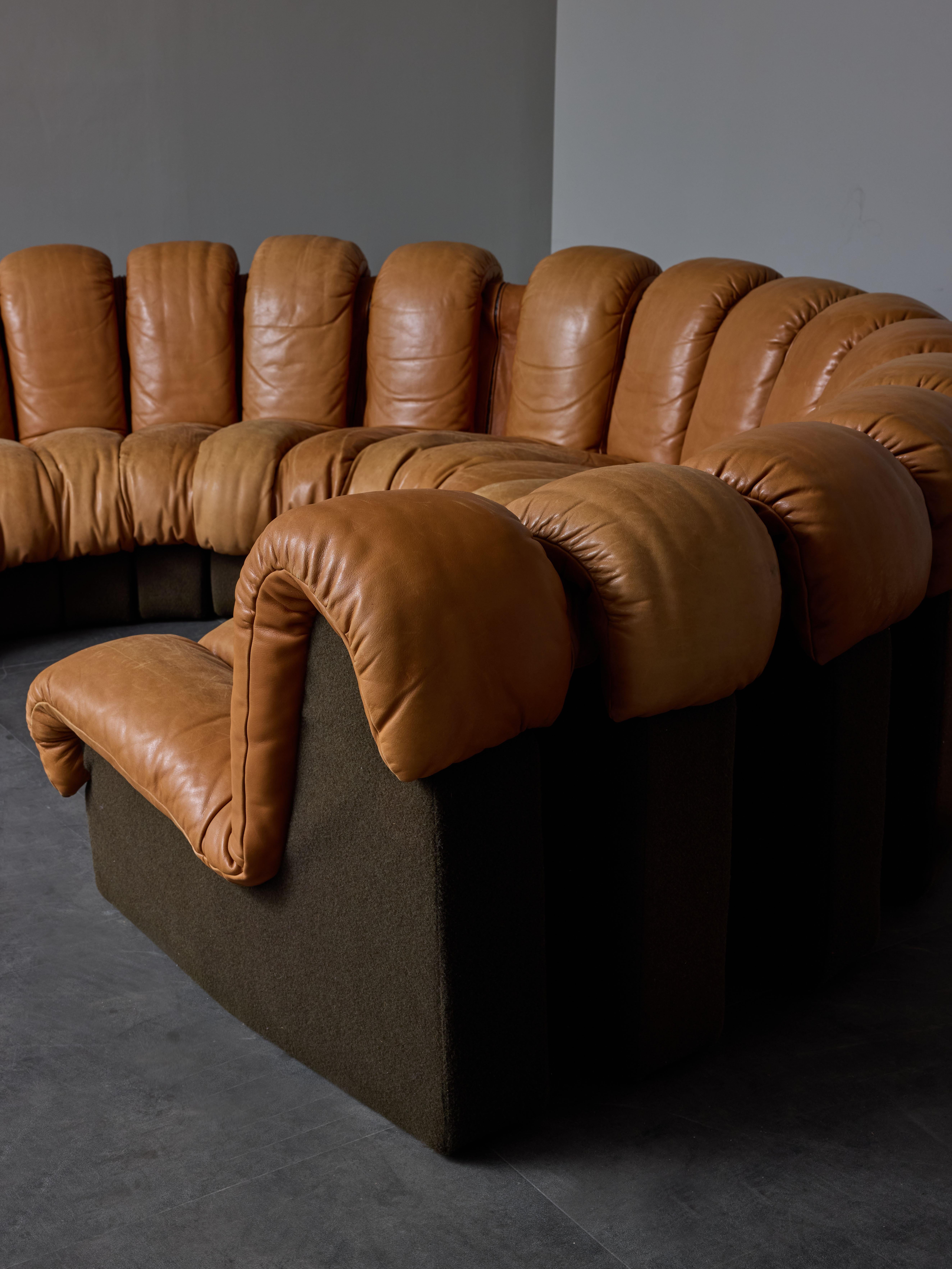 DS-600 Brown Leather Twenty Element Sofa by DeSede In Good Condition In Saint-Ouen, IDF